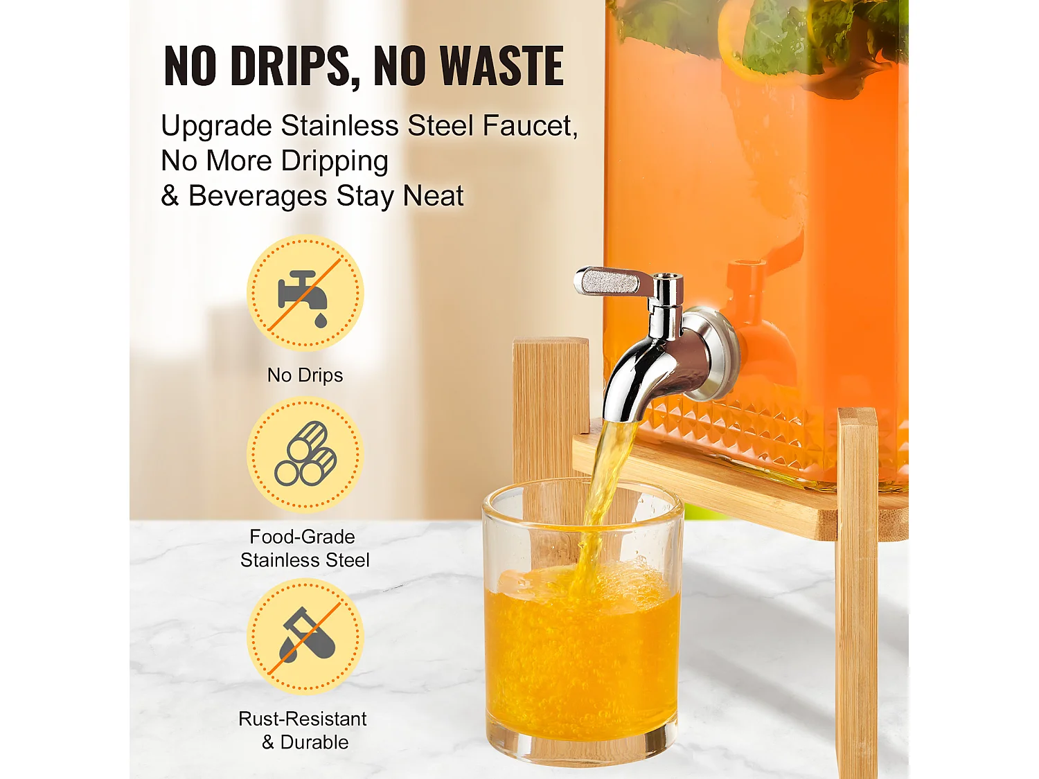 Distributeur de Boisson SucceBuy Distributeur de Boissons 5.5 L pour les Fêtes, en Verre avec Support