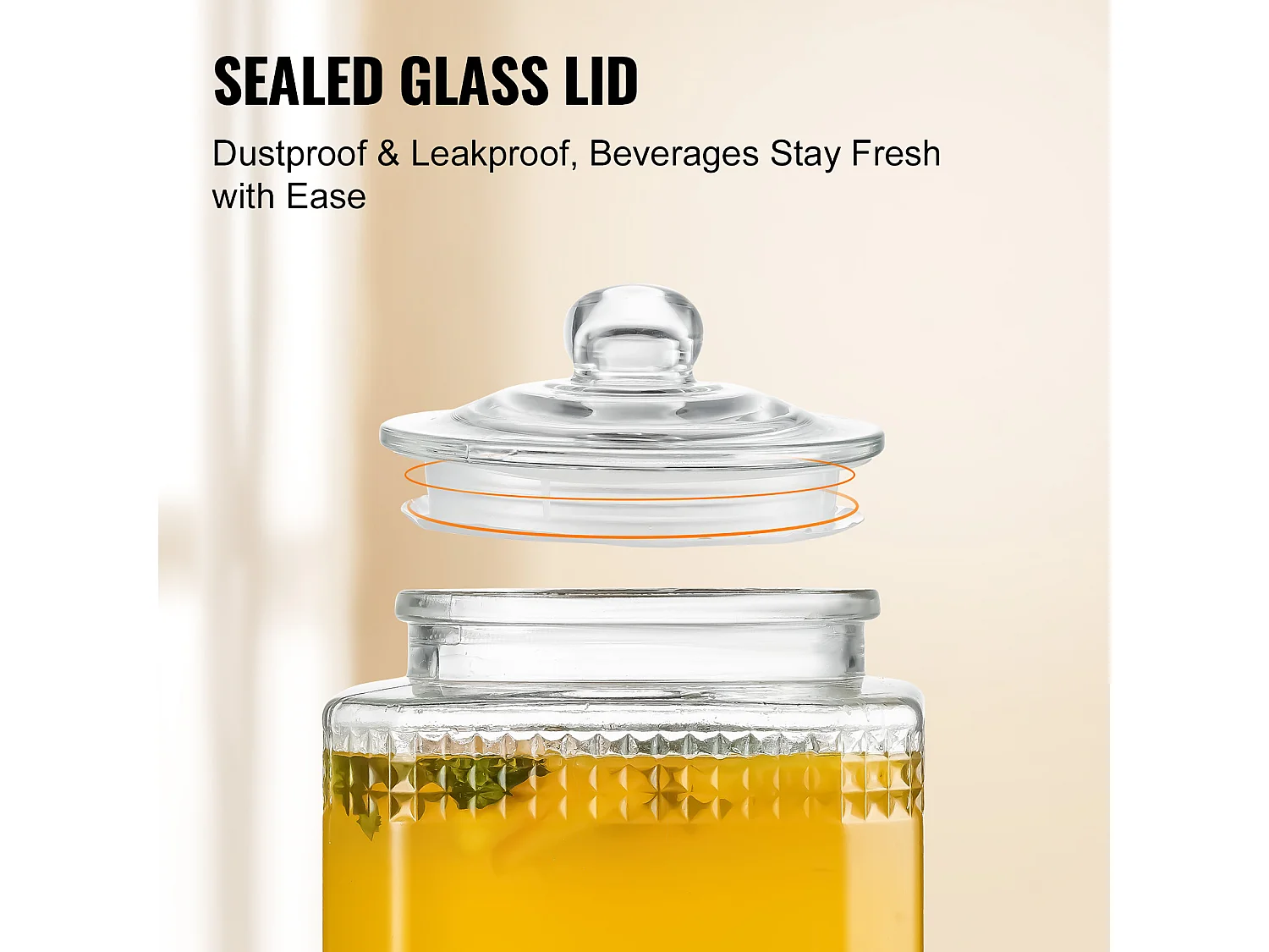 Distributeur de Boisson SucceBuy Distributeur de Boissons 5.5 L pour les Fêtes, en Verre avec Support