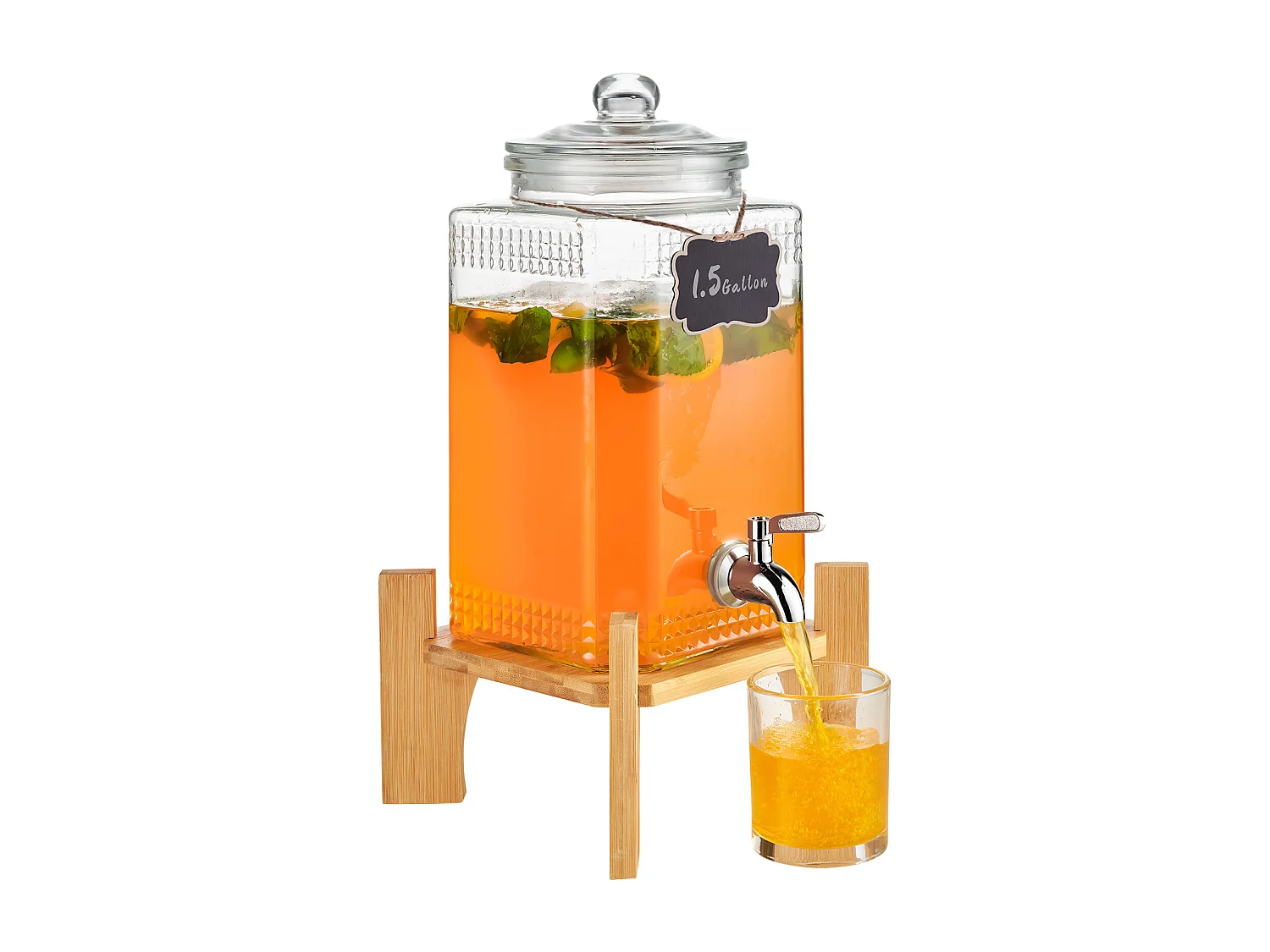 Distributeur de Boisson SucceBuy Distributeur de Boissons 5.5 L pour les Fêtes, en Verre avec Support