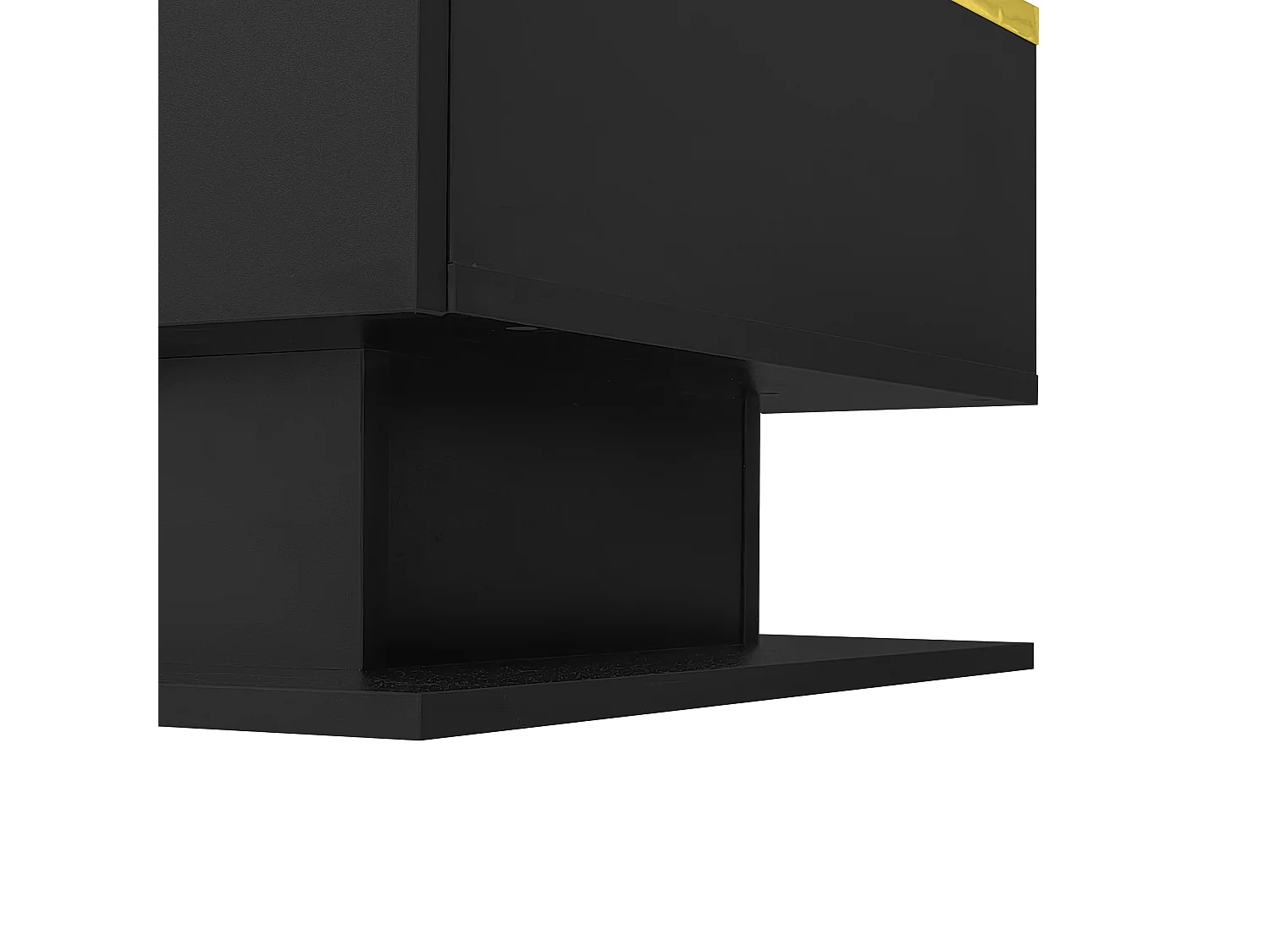 Tavolino da caffè lucido - 90 x 50 x 32,5 cm - con vetro + effetto LED + contenitore - truciolato - nero