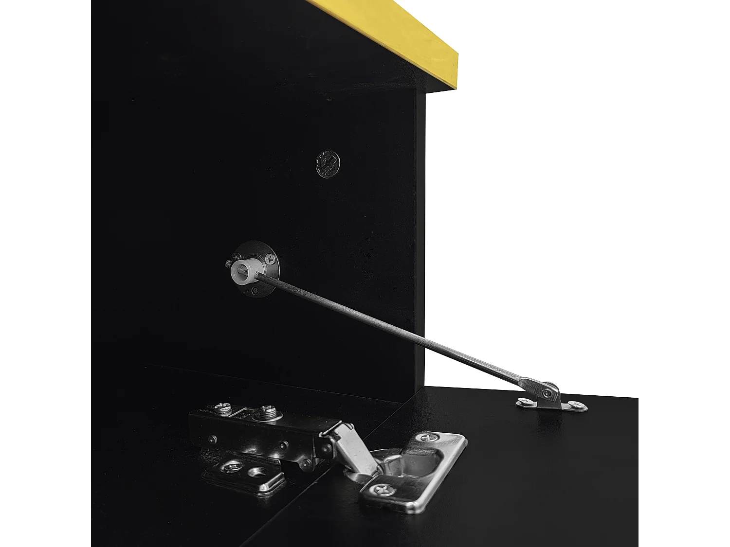 Tavolino da caffè lucido - 90 x 50 x 32,5 cm - con vetro + effetto LED + contenitore - truciolato - nero