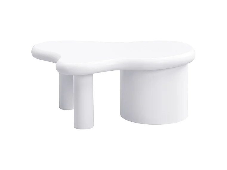 Table basse irrégulière - 97 x 64 x 42 cm - avec 2 tiroirs - Idéale pour le salon - MDF - blanc