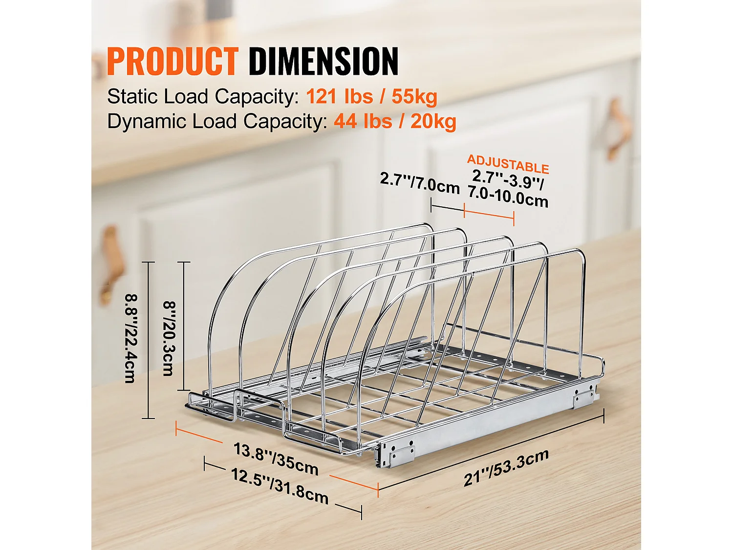 Support de Rangement SucceBuy pour Casseroles et Poêles, Support de Couvercle Extensible Réglable, Sous Armoire