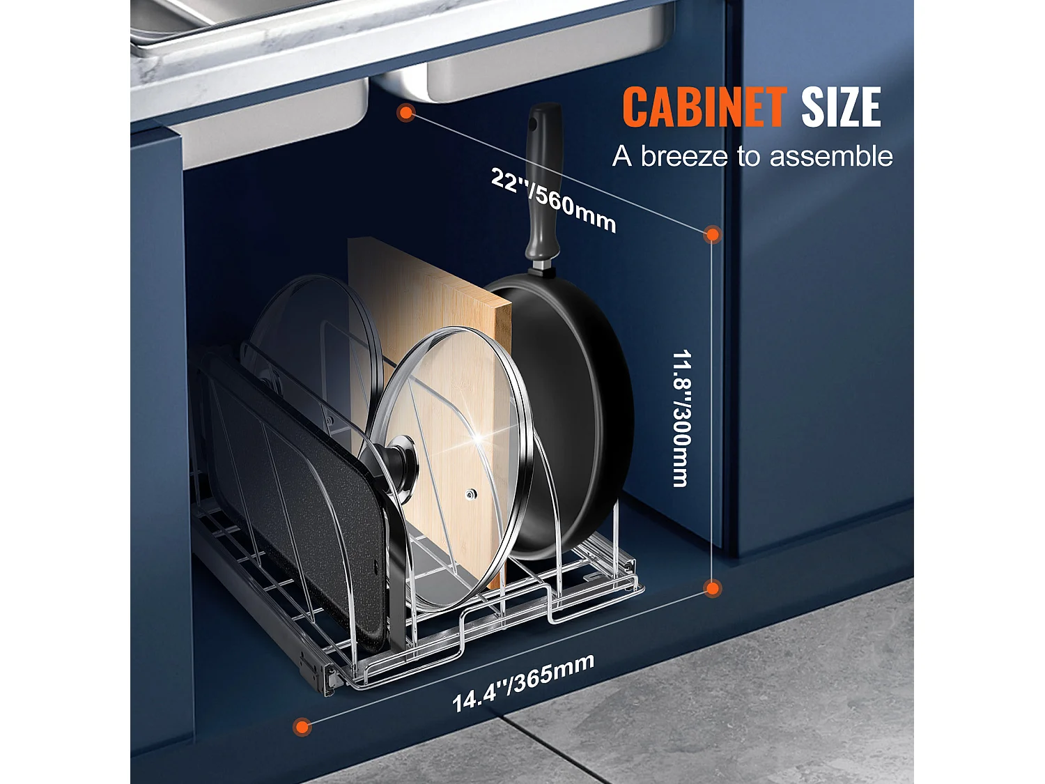 Support de Rangement SucceBuy pour Casseroles et Poêles, Support de Couvercle Extensible Réglable, Sous Armoire
