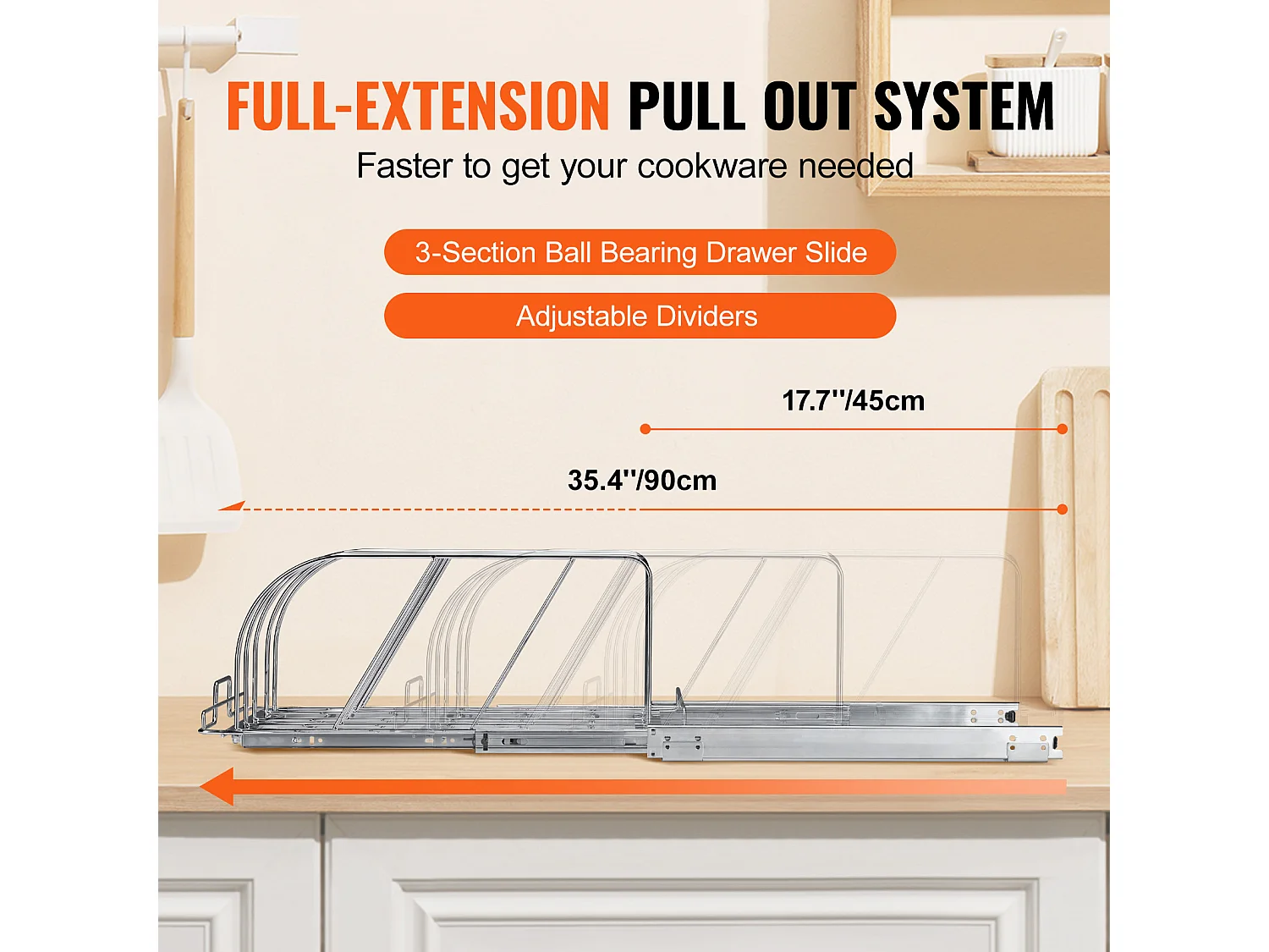 Support de Rangement SucceBuy pour Casseroles et Poêles, Support de Couvercle Extensible Réglable, Sous Armoire