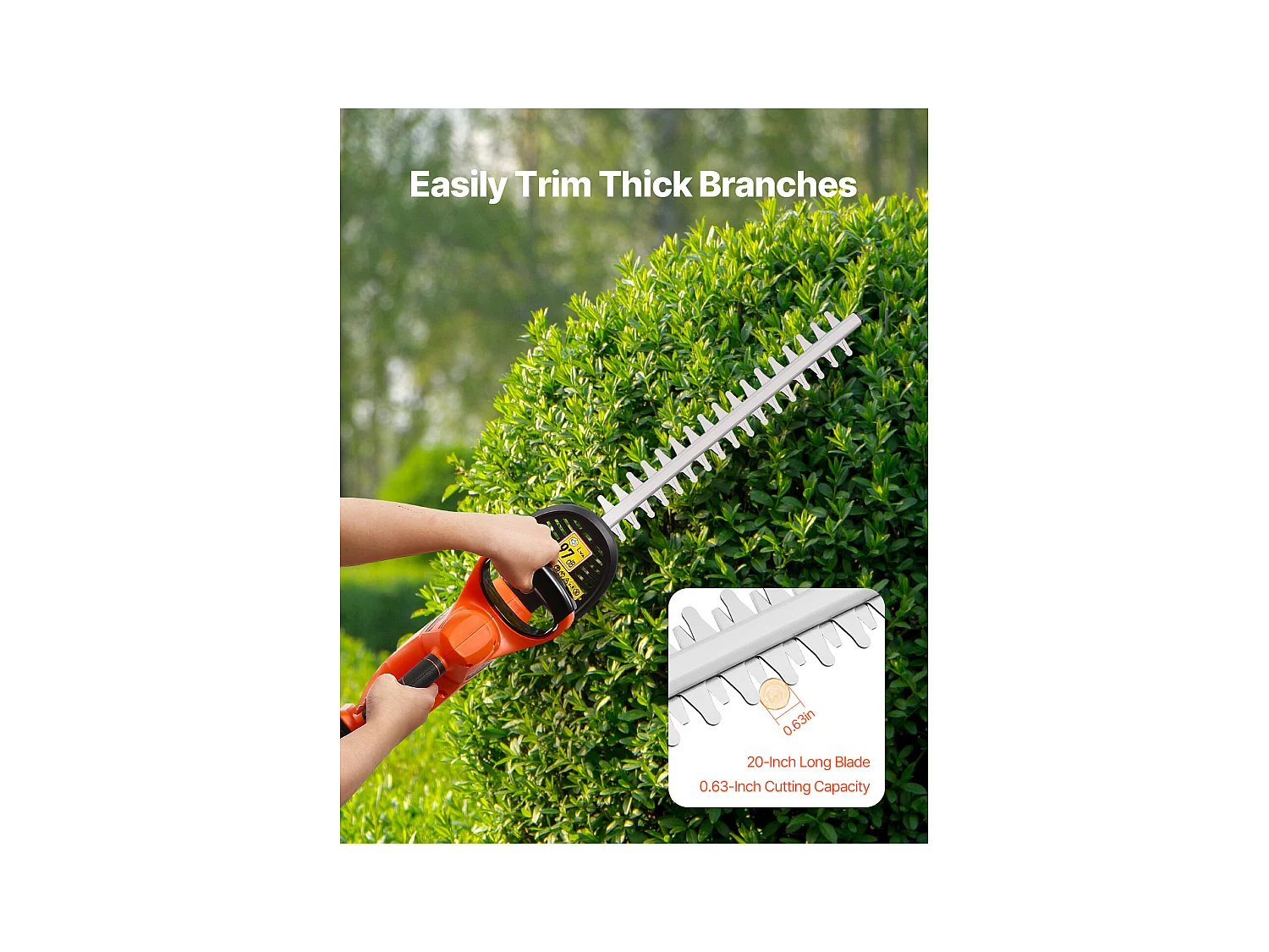 Taille-Haie Électrique SucceBuy Cisaille à Haie sans Fil avec Double Lame de 51 cm pour une Coupe Précise