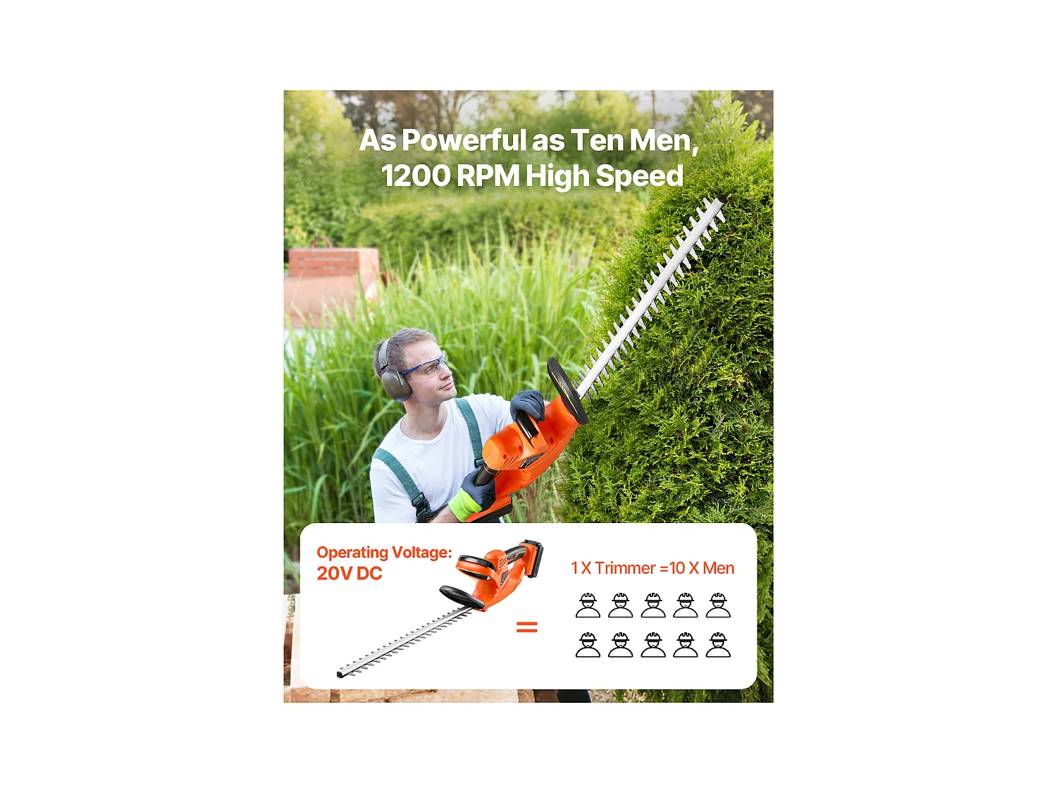 Taille-Haie Électrique SucceBuy Cisaille à Haie sans Fil avec Double Lame de 51 cm pour une Coupe Précise