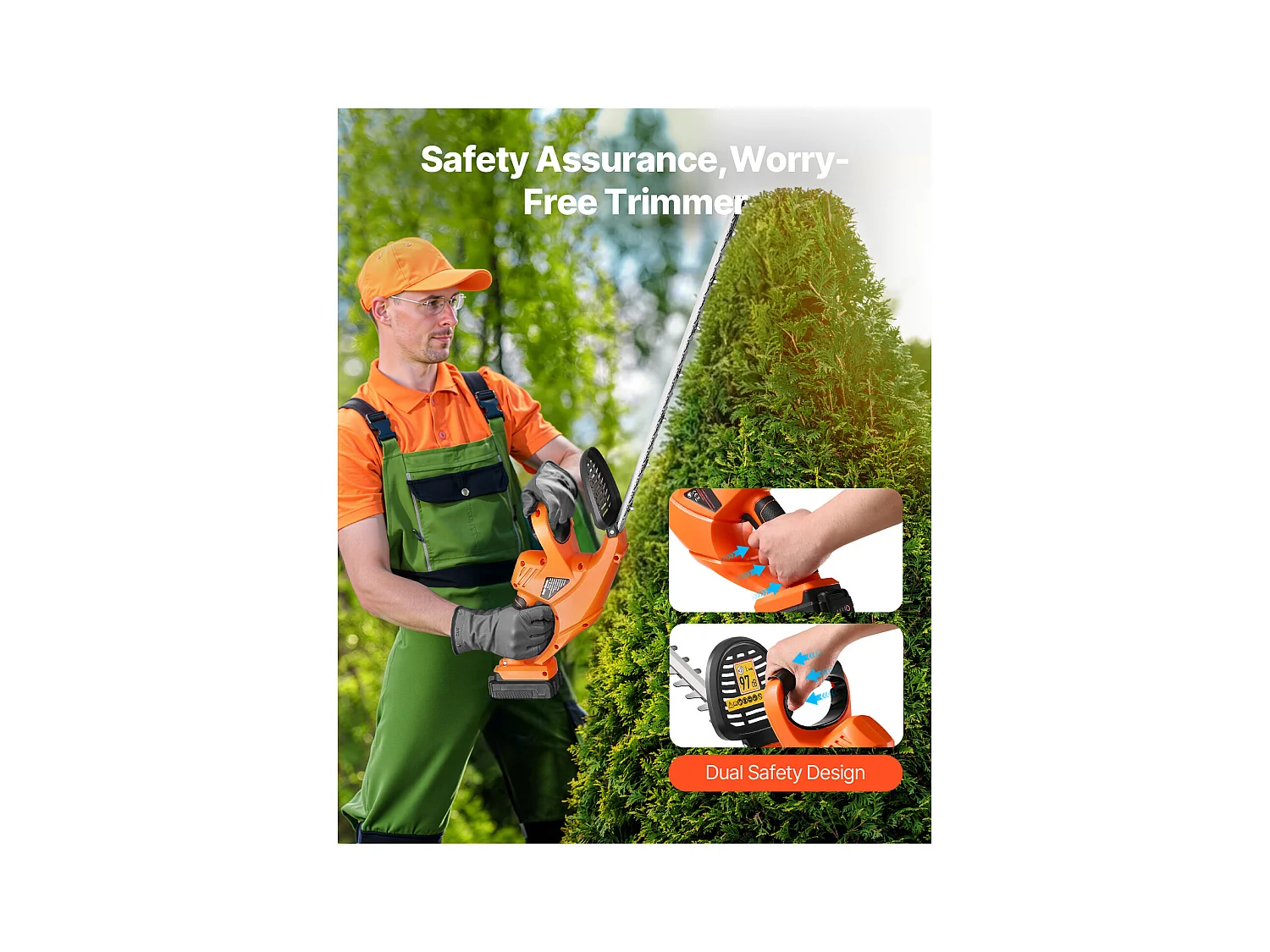 Taille-Haie Électrique SucceBuy Cisaille à Haie sans Fil avec Double Lame de 51 cm pour une Coupe Précise