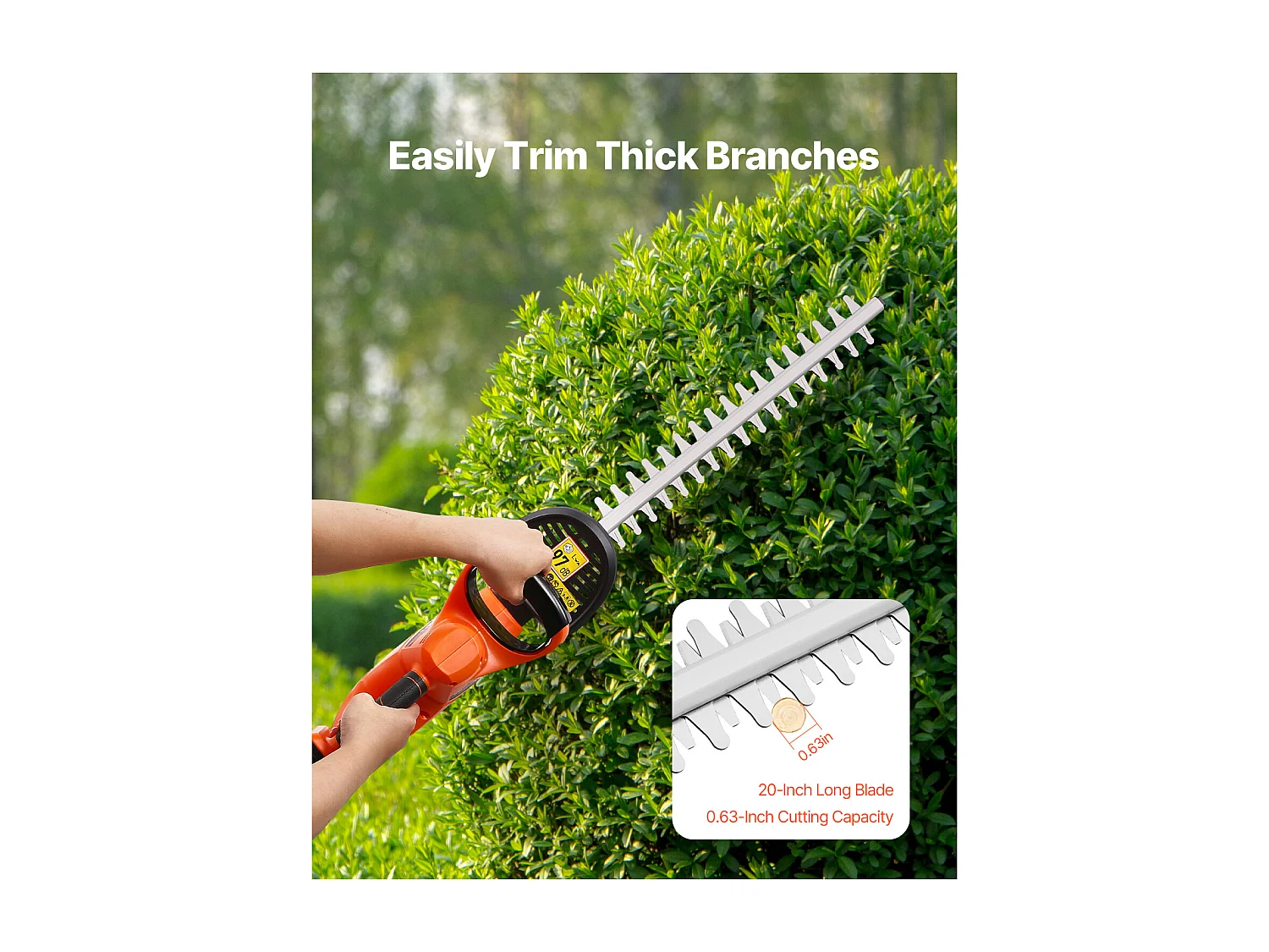 Elektrische Heggenschaar SucceBuy Draadloze Heggenschaar met 51 cm Dubbele Messen voor Nauwkeurig Snoeien