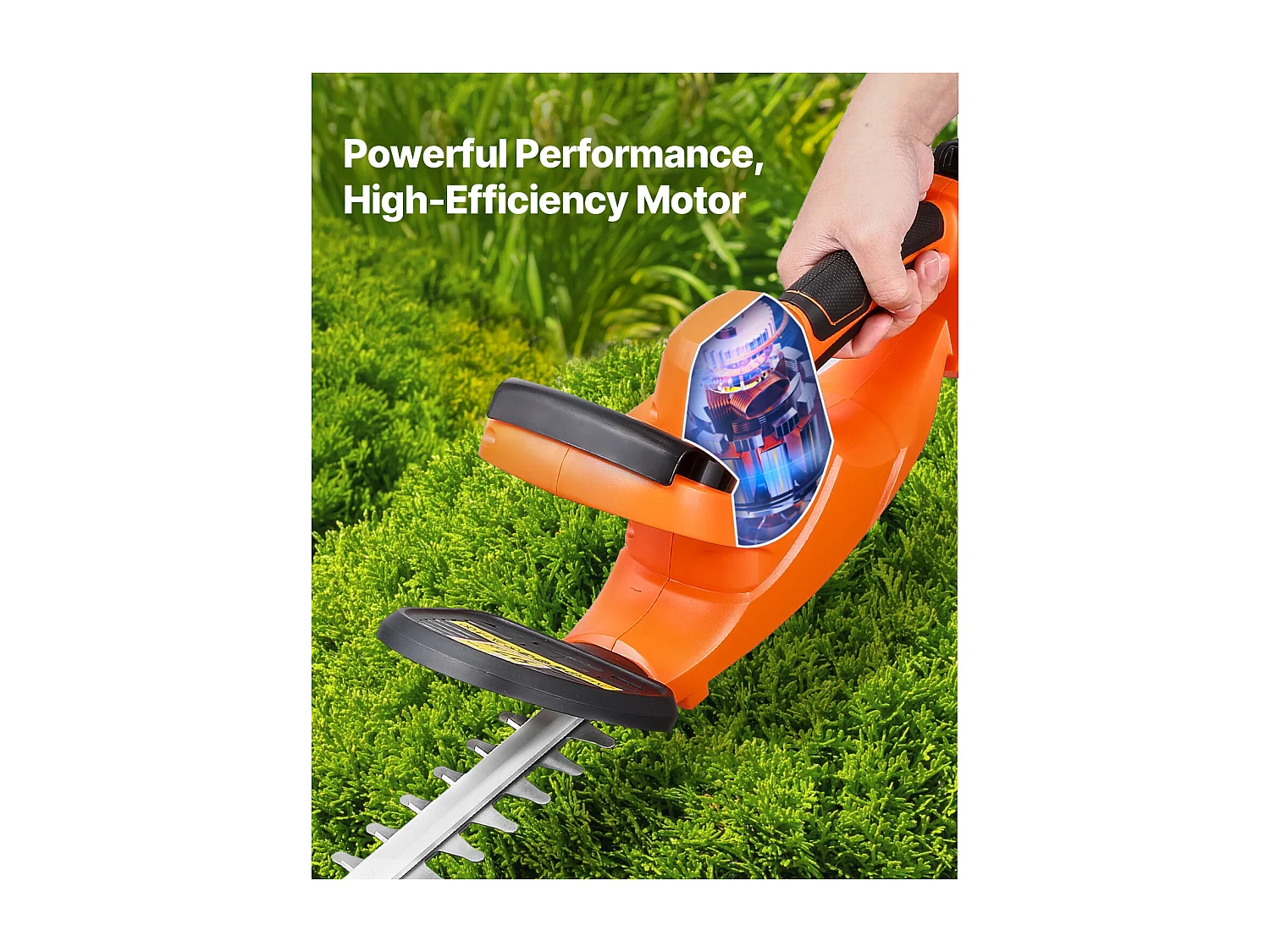 Elektrische Heggenschaar SucceBuy Draadloze Heggenschaar met 51 cm Dubbele Messen voor Nauwkeurig Snoeien