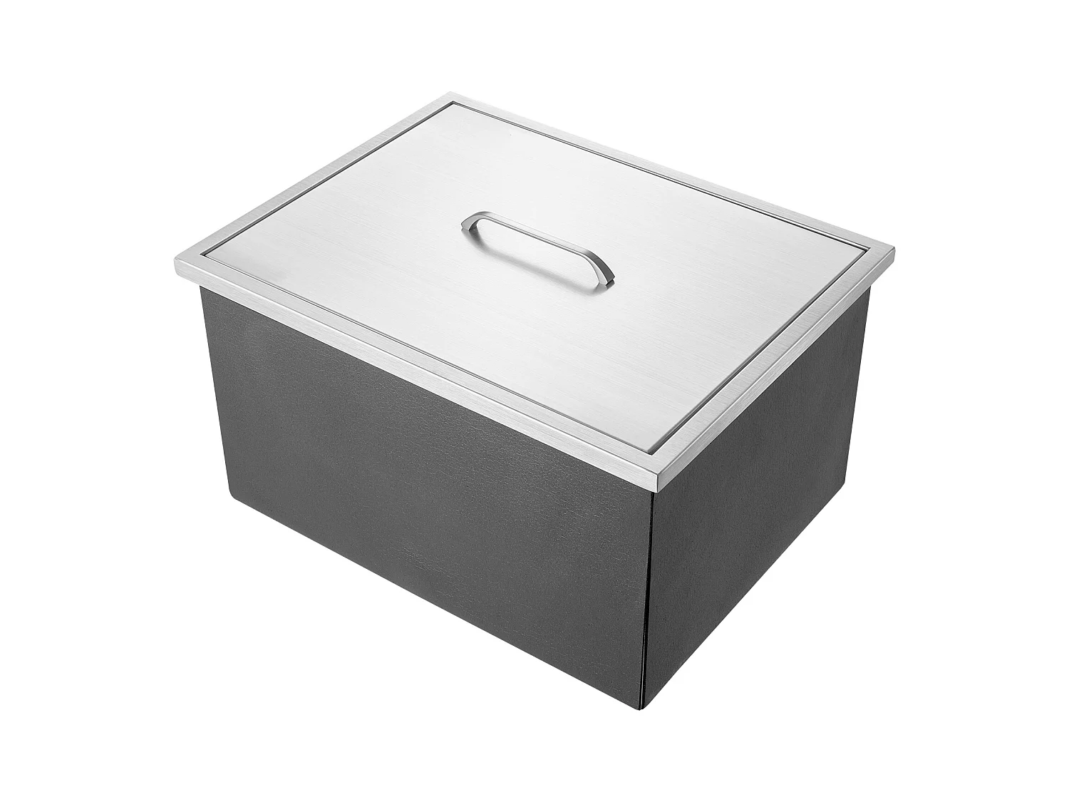 Coffre à Glace Encastrable SucceBuy, 56 x 43 x 30 cm, Glacière en Acier Inoxydable avec Couvercle, Bac à Glace