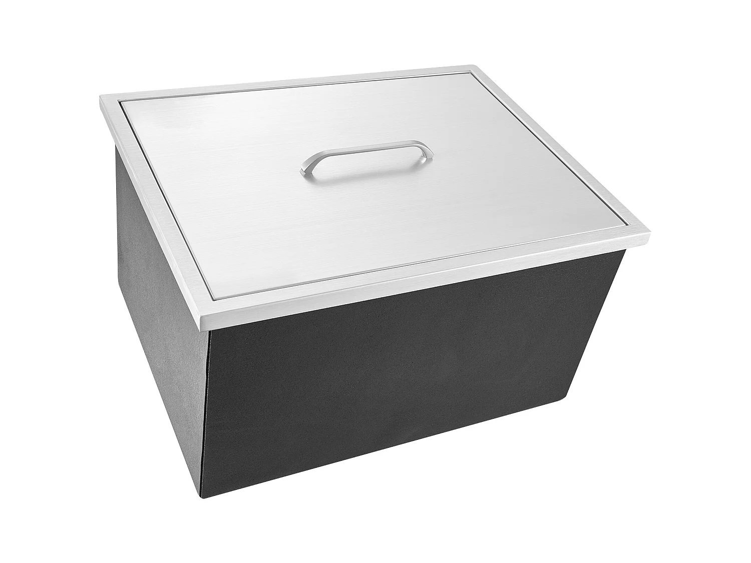 Coffre à Glace Encastrable SucceBuy, 56 x 43 x 30 cm, Glacière en Acier Inoxydable avec Couvercle, Bac à Glace