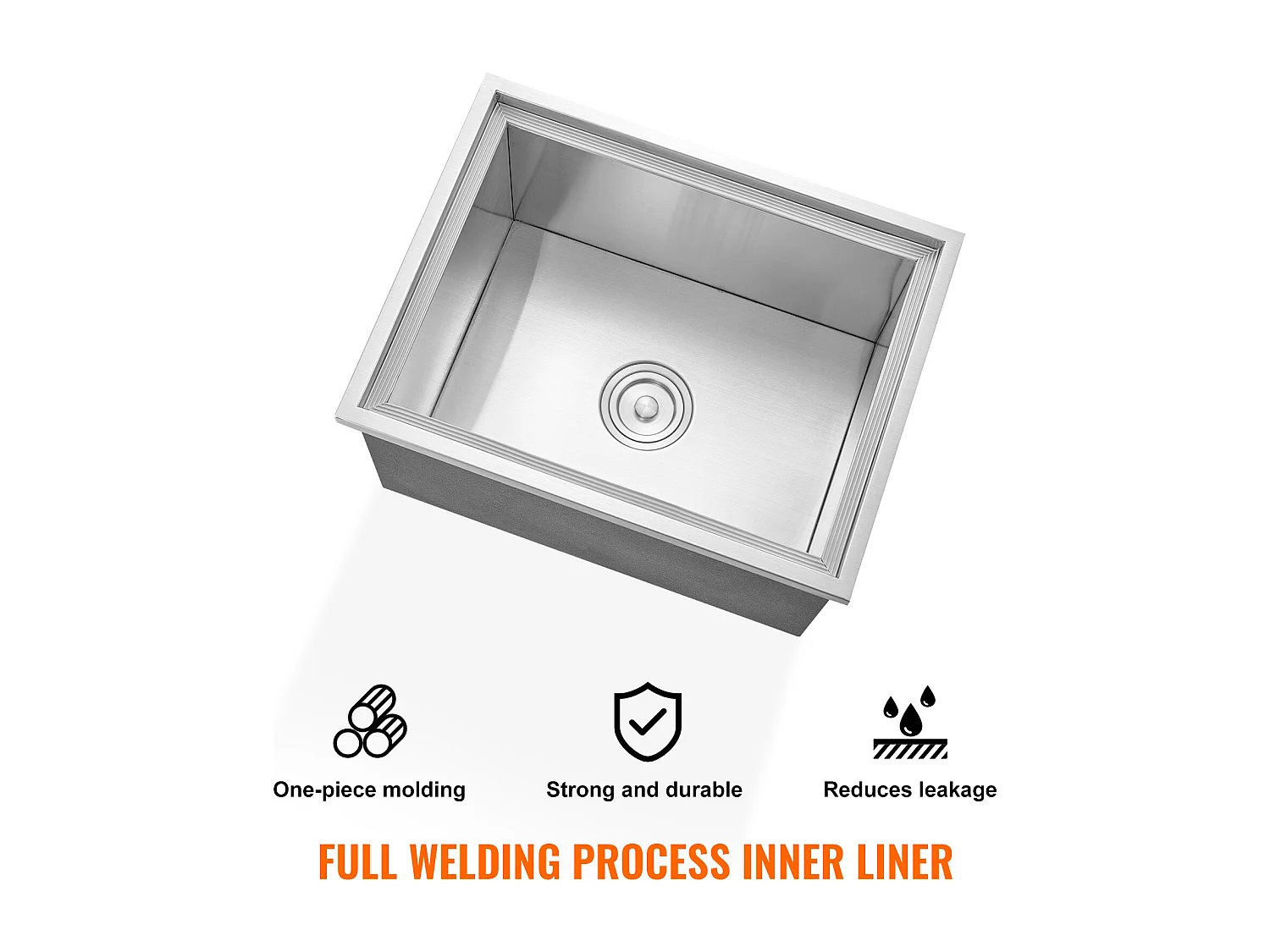 Coffre à Glace Encastrable SucceBuy, 56 x 43 x 30 cm, Glacière en Acier Inoxydable avec Couvercle, Bac à Glace