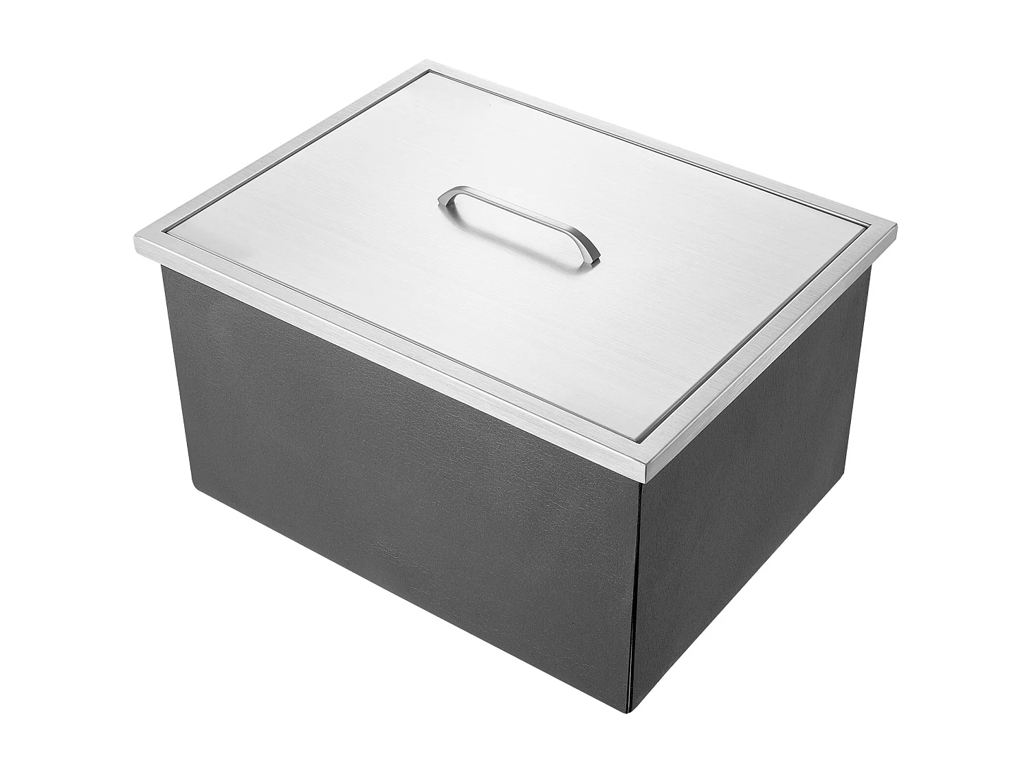 Coffre à Glace Encastrable SucceBuy, 56 x 43 x 30 cm, Glacière en Acier Inoxydable avec Couvercle, Bac à Glace