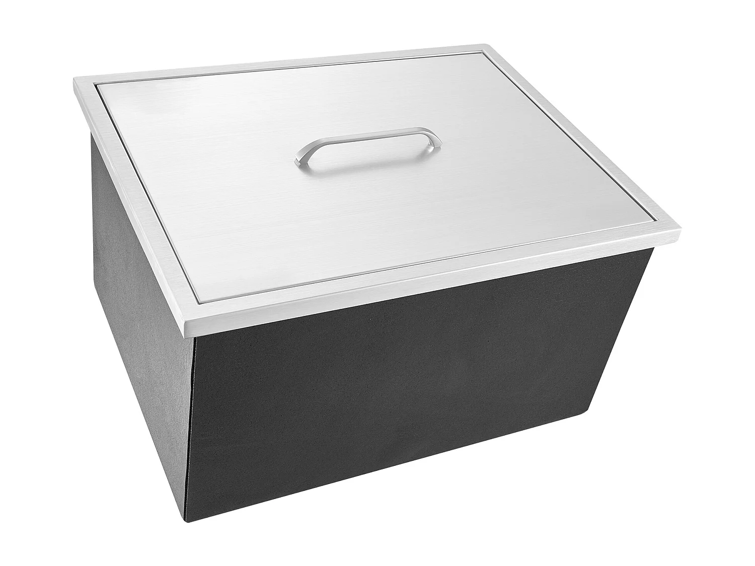 Coffre à Glace Encastrable SucceBuy, 56 x 43 x 30 cm, Glacière en Acier Inoxydable avec Couvercle, Bac à Glace