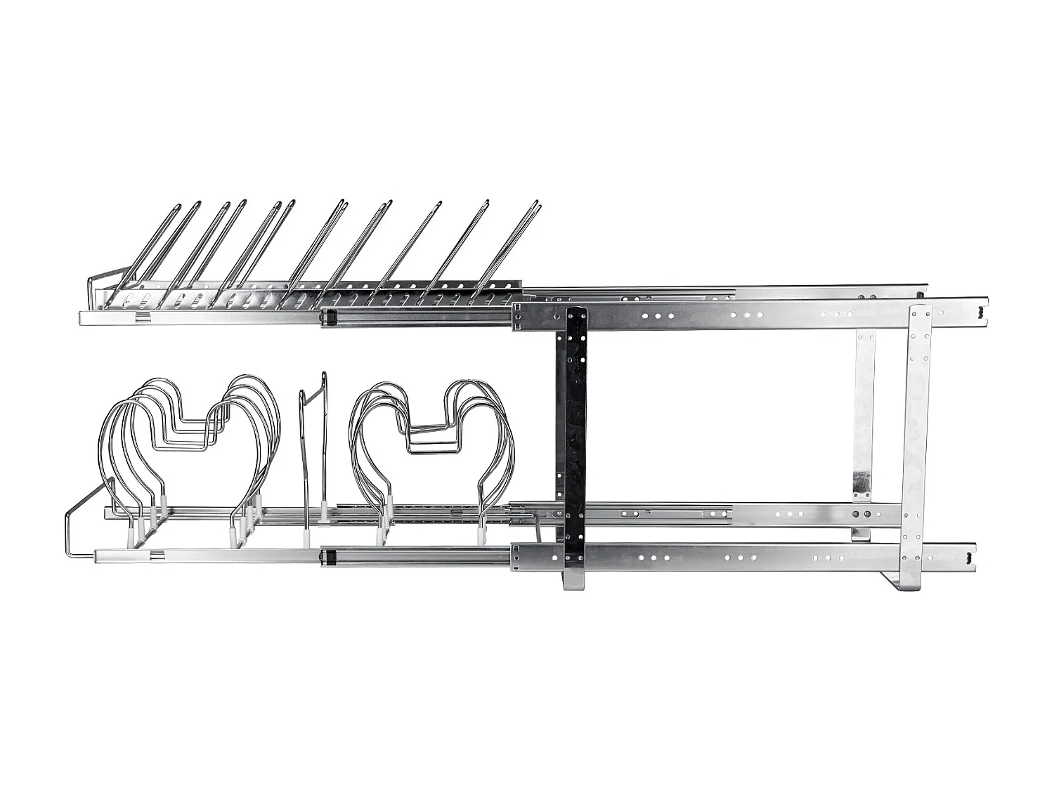 Supporto per Riordino SucceBuy per Pentole e Padelle, Supporto per Coperchietti Estensibile a 2 Livelli per Armadio, Larghezza 30 cm