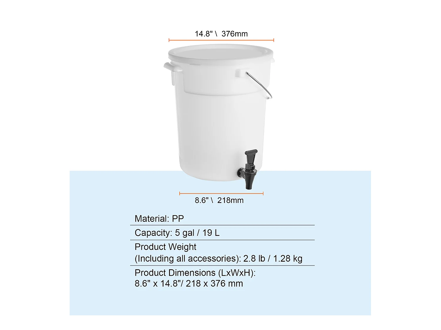 Distributeur de Boisson SucceBuy Distributeur de Boissons de 19 L pour Fêtes, Plastique, Robinet