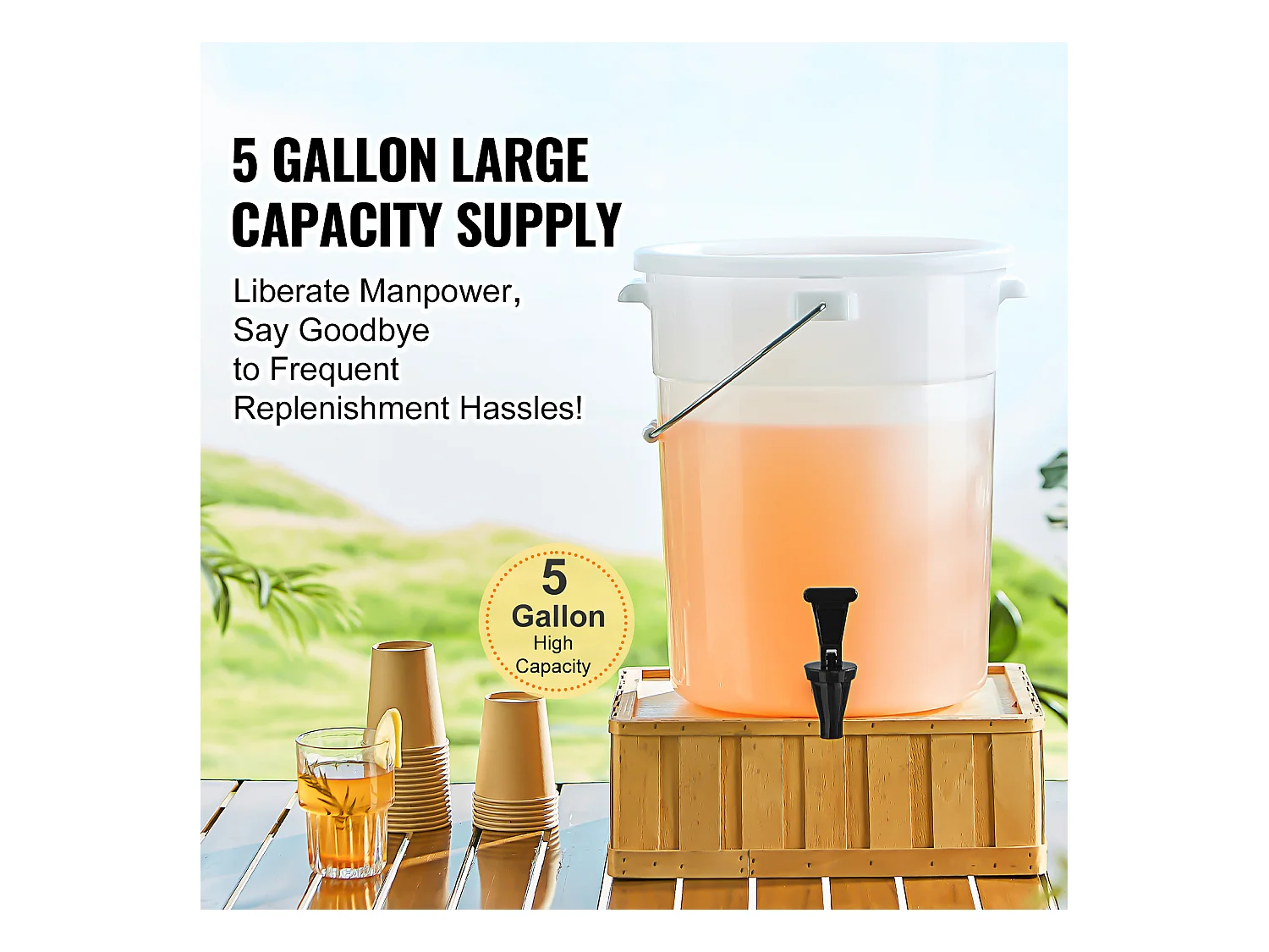 Distributeur de Boisson SucceBuy Distributeur de Boissons de 19 L pour Fêtes, Plastique, Robinet