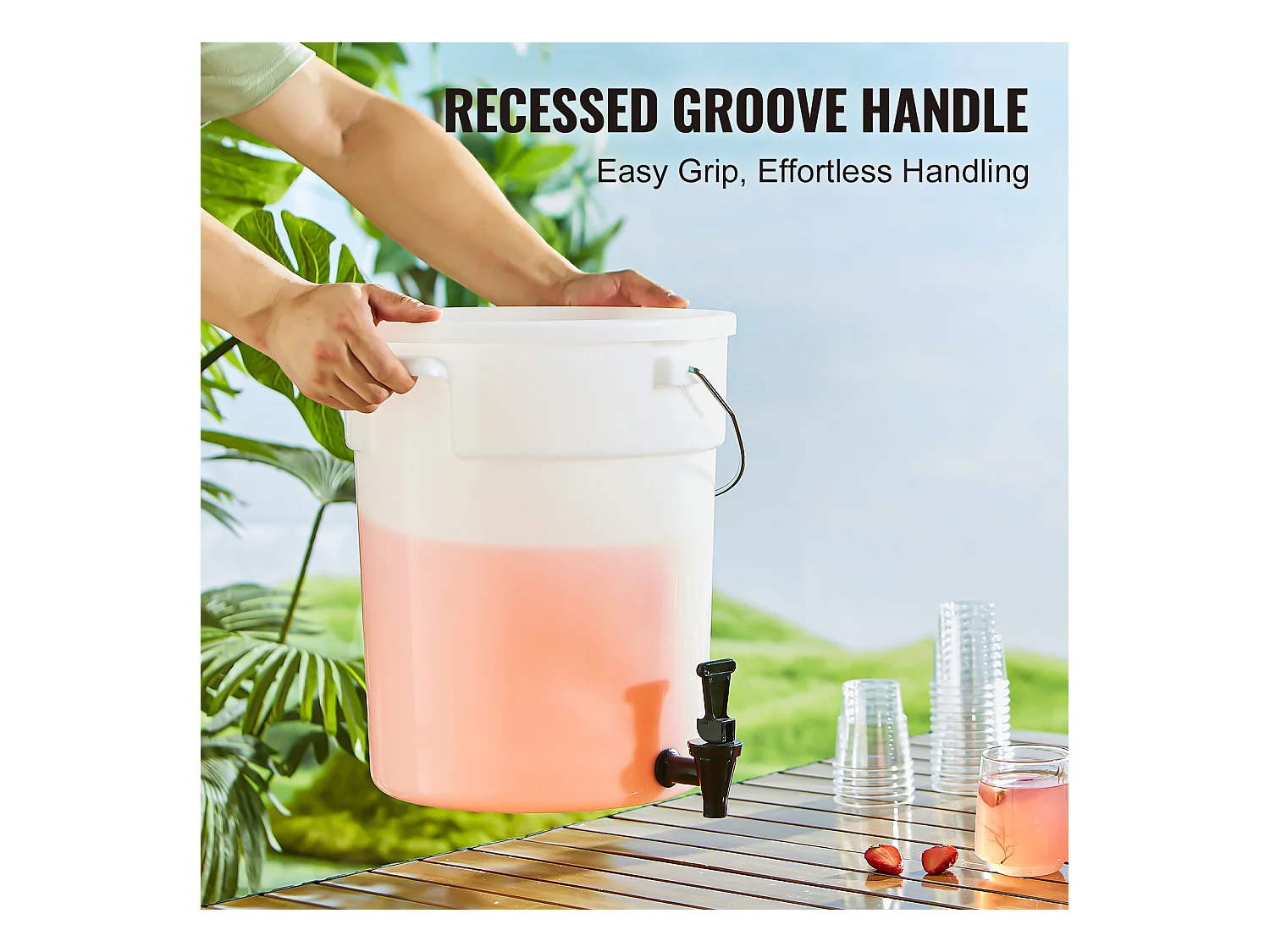 Distributeur de Boisson SucceBuy Distributeur de Boissons de 19 L pour Fêtes, Plastique, Robinet