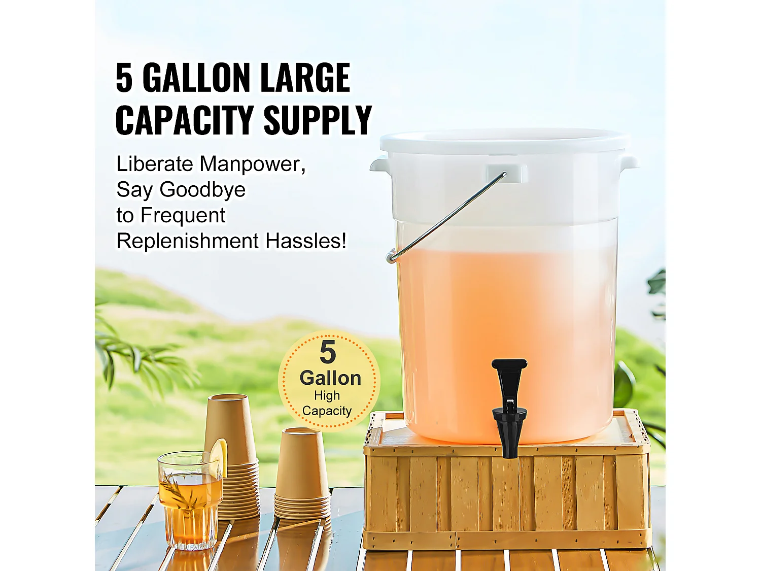 Distributeur de Boisson SucceBuy Distributeur de Boissons de 19 L pour Fêtes, Plastique, Robinet