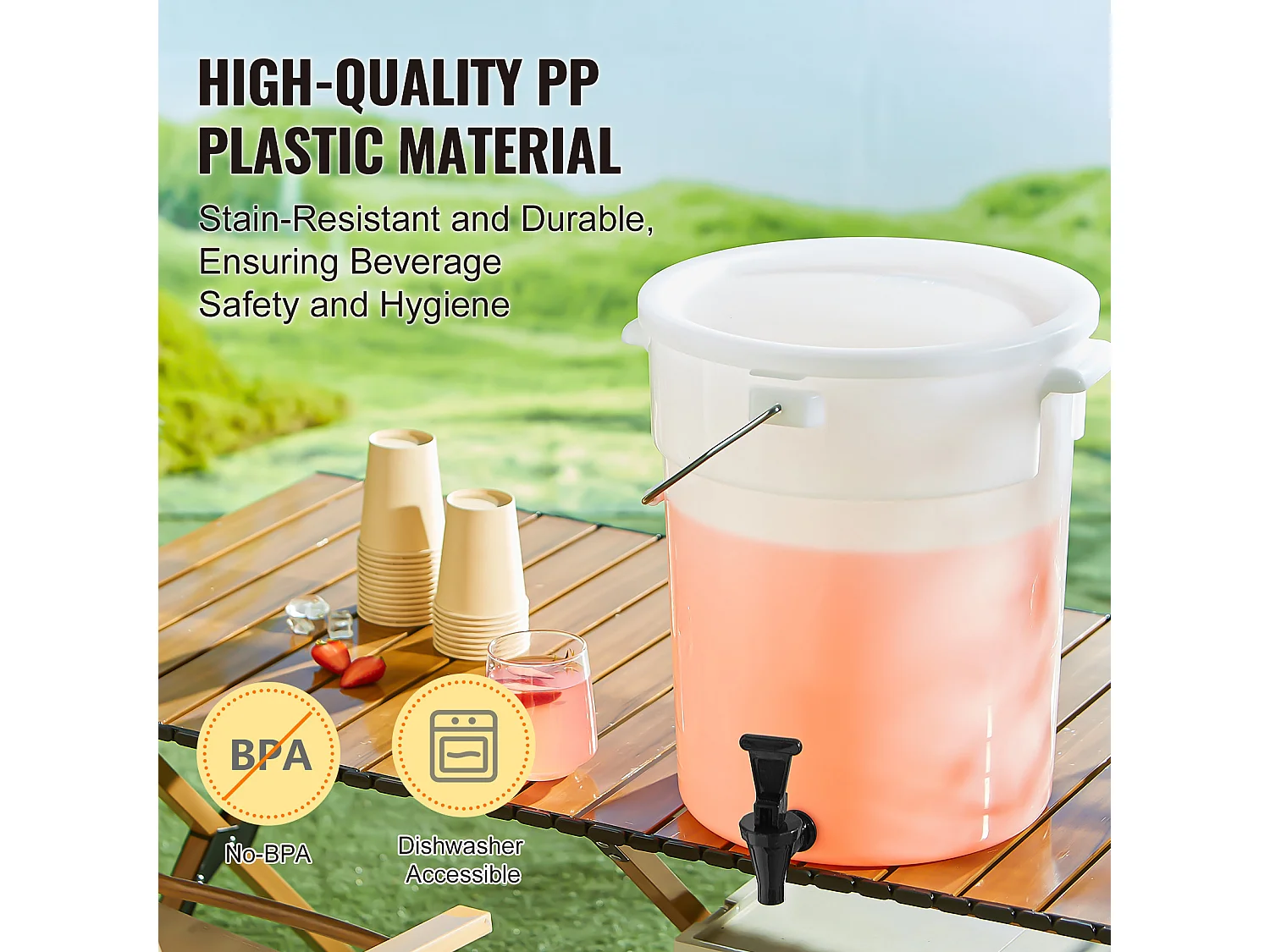 Distributeur de Boisson SucceBuy Distributeur de Boissons de 19 L pour Fêtes, Plastique, Robinet