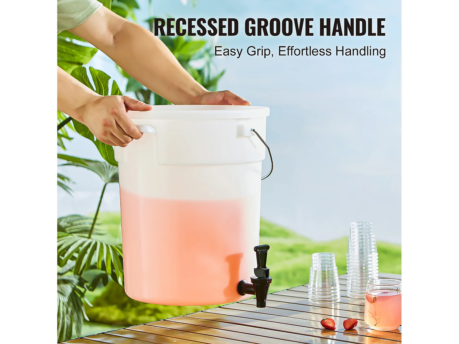 Distributeur de Boisson SucceBuy Distributeur de Boissons de 19 L pour Fêtes, Plastique, Robinet