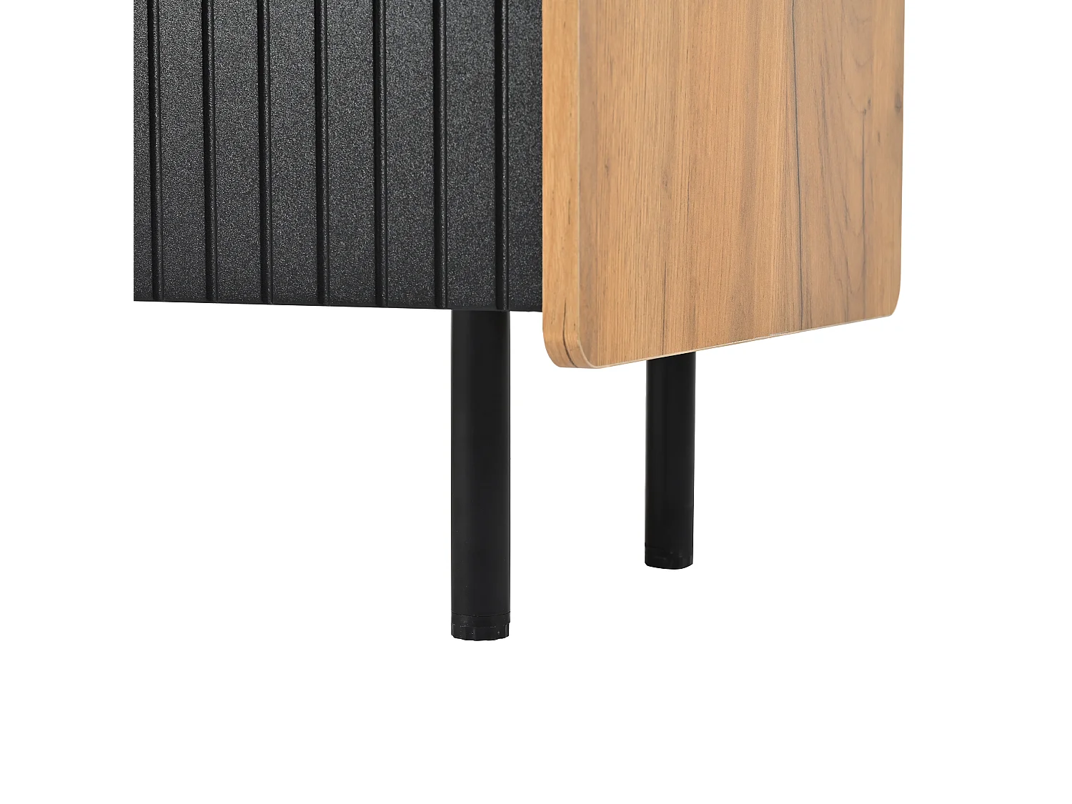 Moderner TV-Schrank - 160 x 38 x 57 cm - mit 3 Türen + 2 offenen Fächern - MDF - schwarz