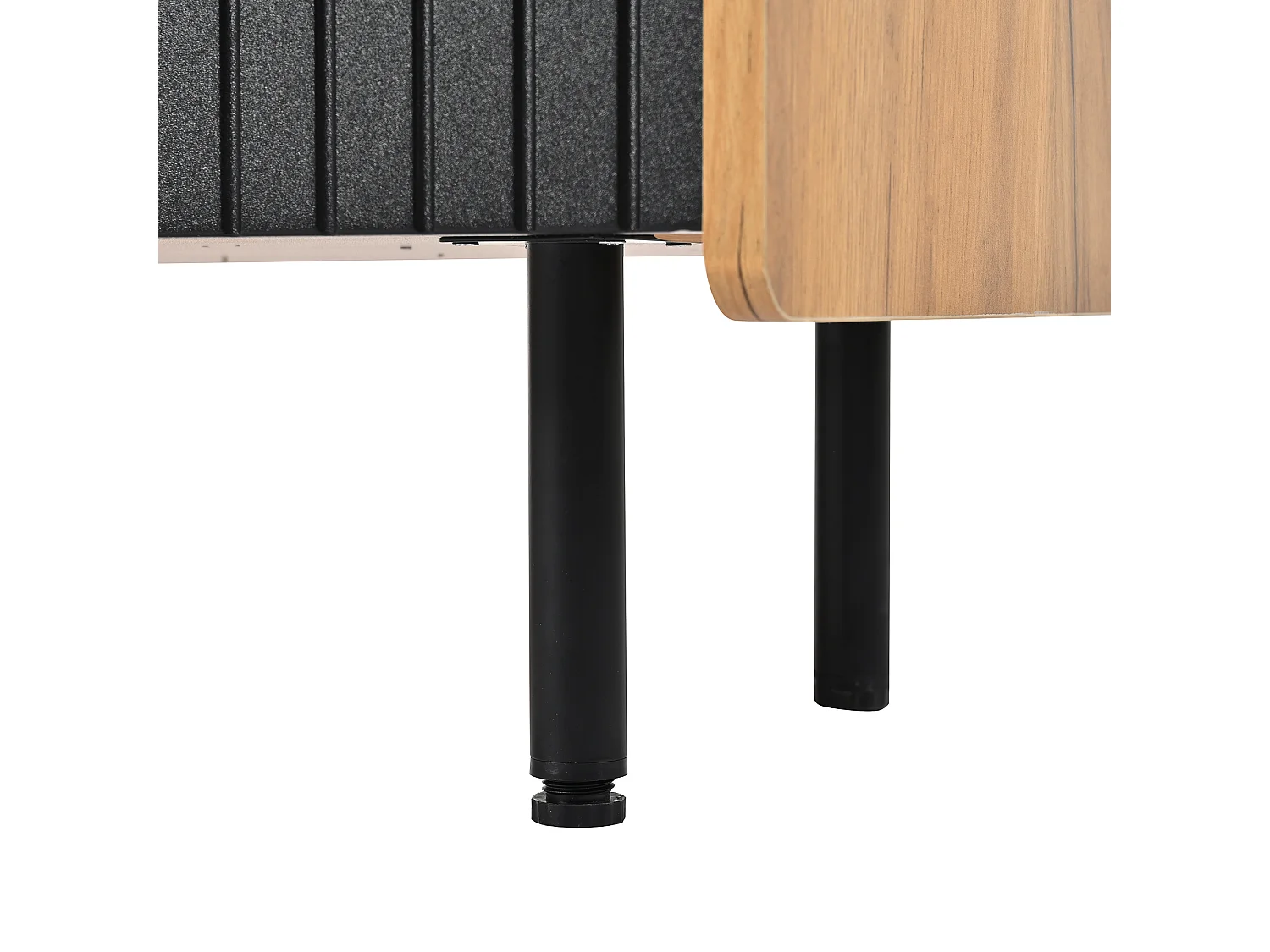 Moderner TV-Schrank - 160 x 38 x 57 cm - mit 3 Türen + 2 offenen Fächern - MDF - schwarz