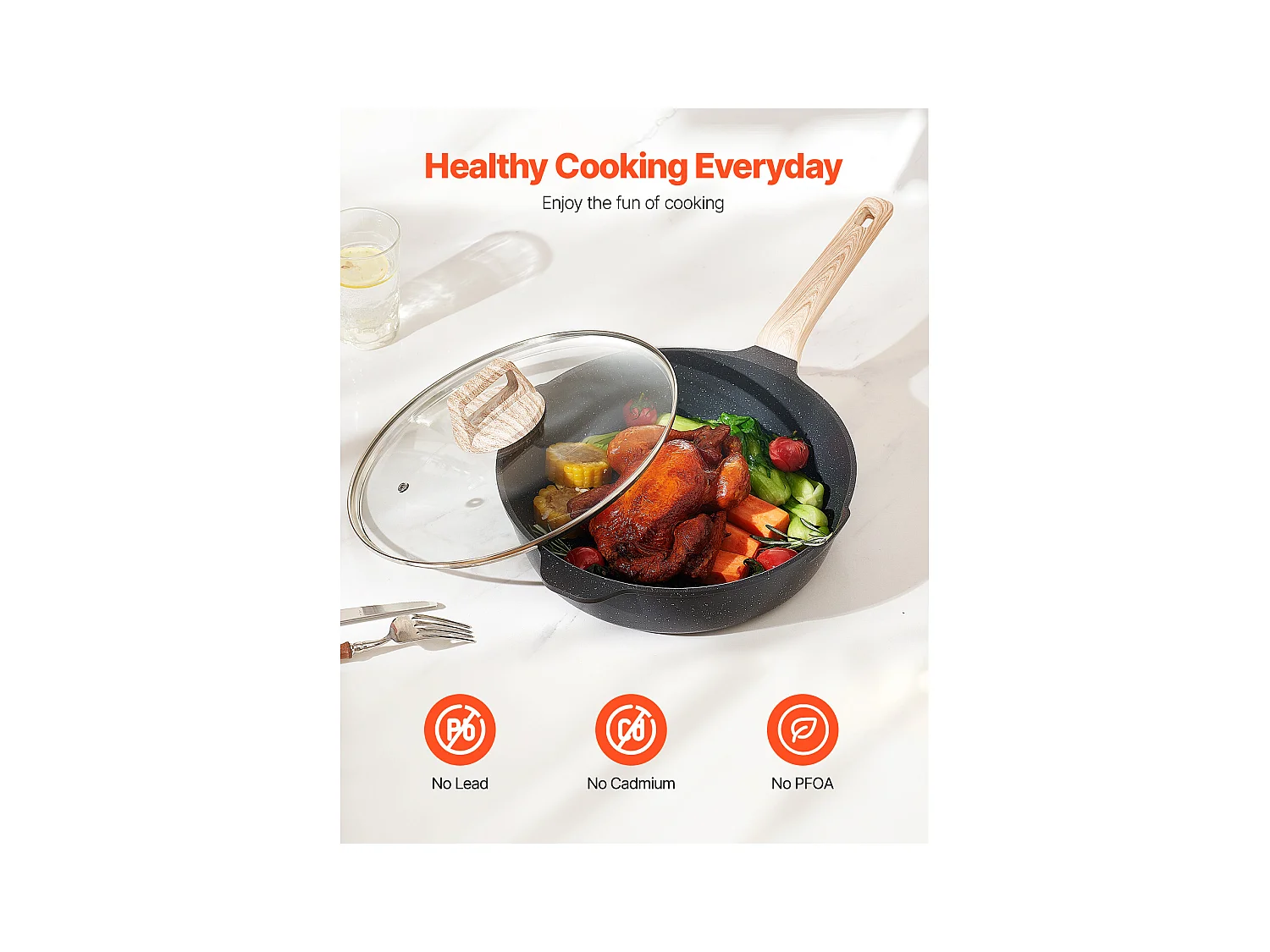 Batterie de Cuisine SucceBuy Batterie de Cuisine Antiadhésive en Granit, 19 Pièces-Noir