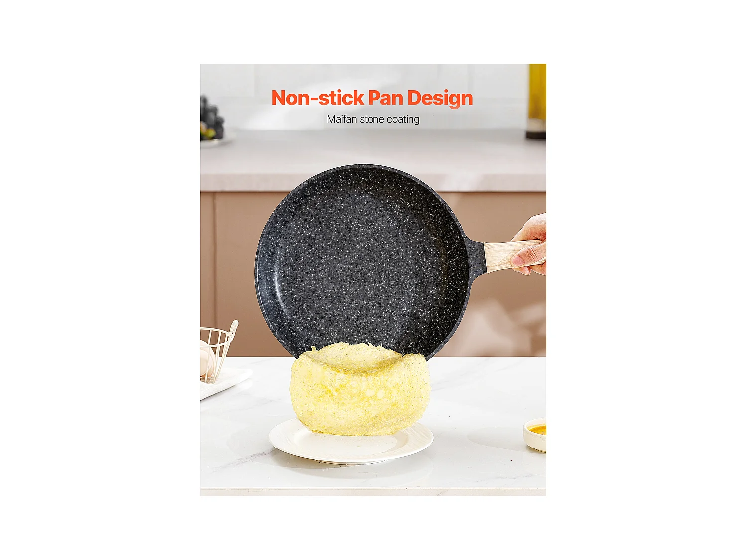 Batterie de Cuisine SucceBuy Batterie de Cuisine Antiadhésive en Granit, 19 Pièces-Noir