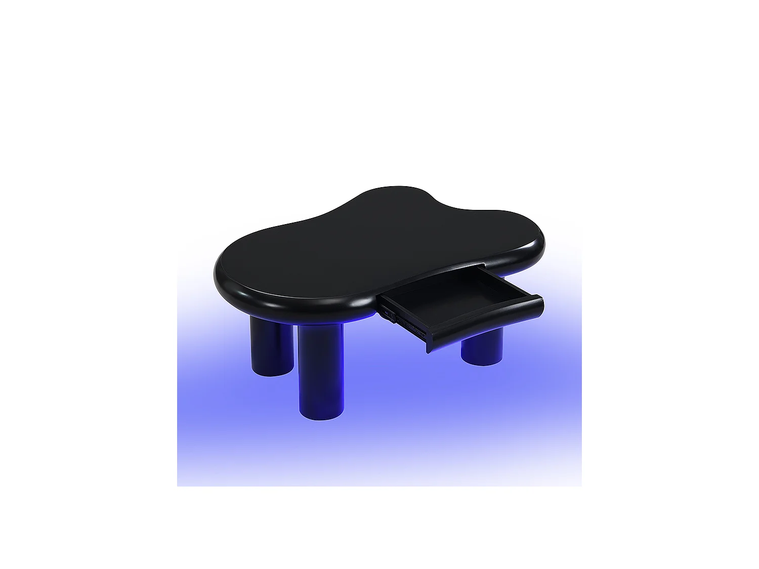 Table basse avec Leds - 98 x 65.5 x 40 cm - avec 1 tiroir – en forme de nuage - MDF - noir