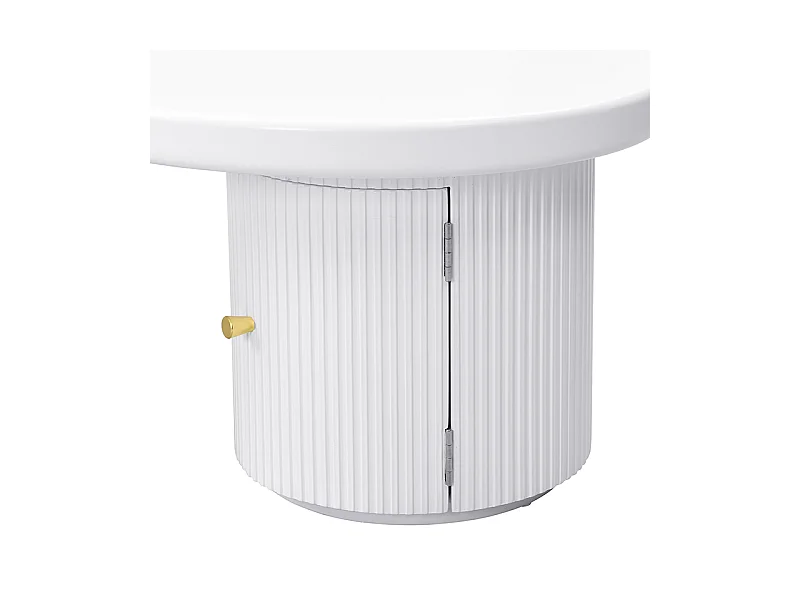 Table basse asymétrique - 100 x 60 x 37 cm - avec rangement - élégante et robuste - MDF - blanc