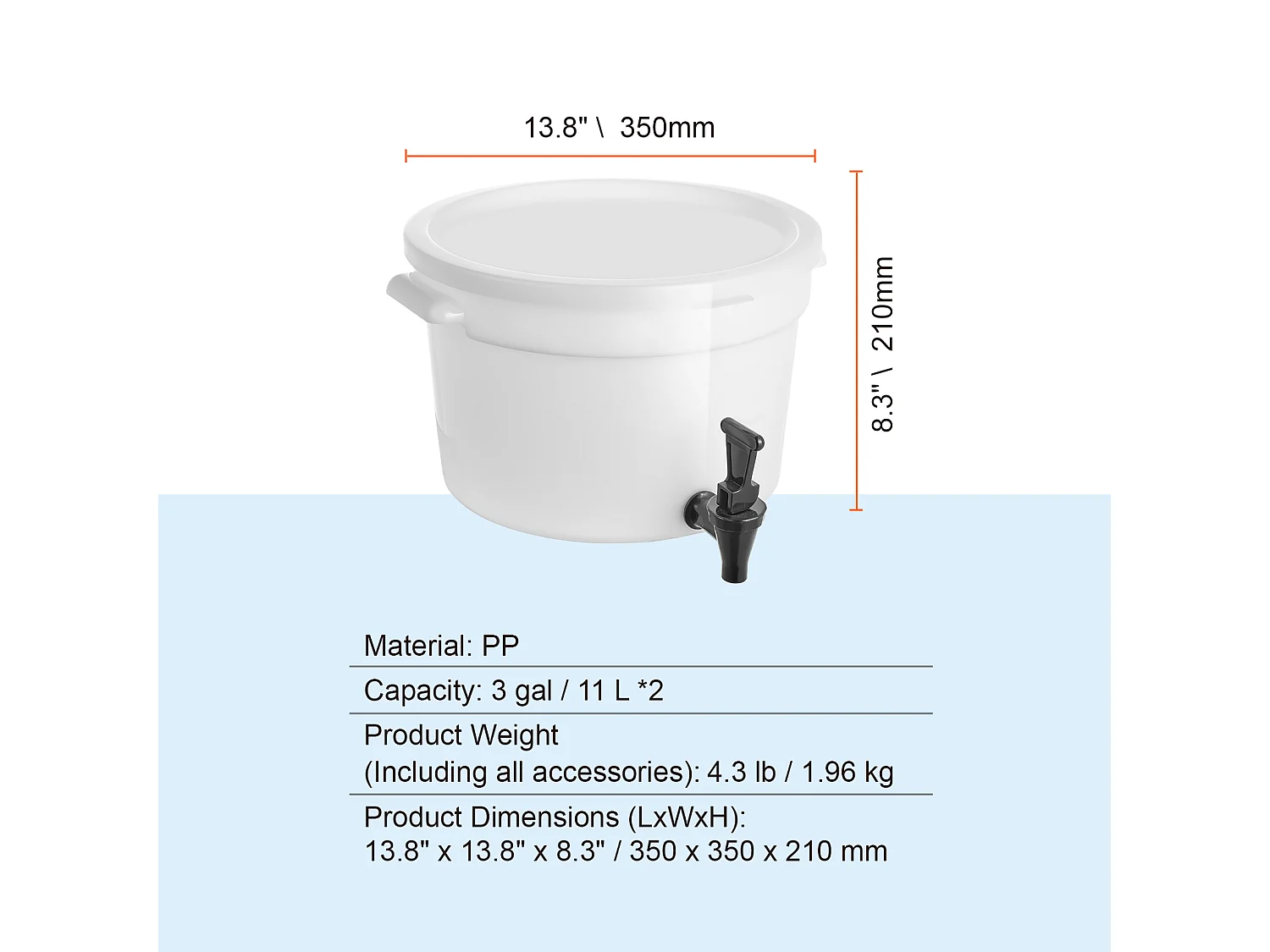 Distributeur de Boisson SucceBuy Distributeur de Boissons 11 L pour Fêtes, Plastique, Robinet