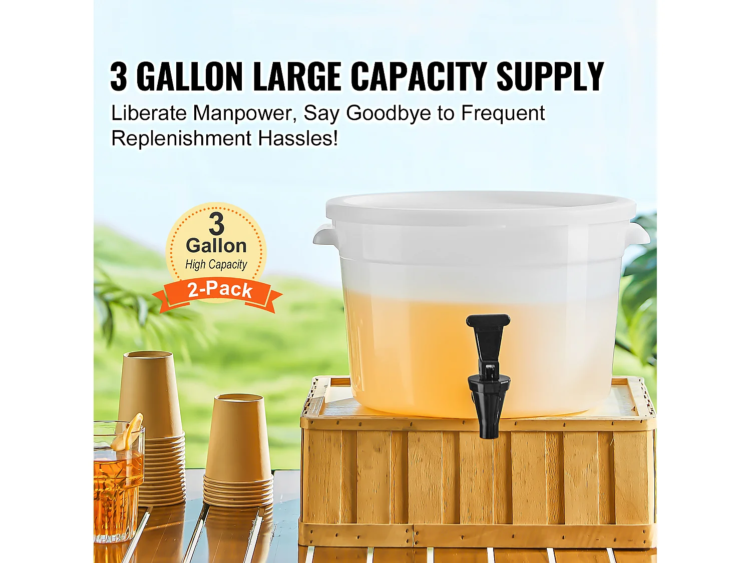 Distributeur de Boisson SucceBuy Distributeur de Boissons 11 L pour Fêtes, Plastique, Robinet