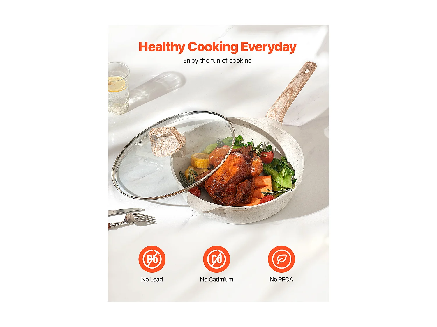 Pentole SucceBuy Set di Pentole Antiaderenti in Granito da 19 Pezzi per Cucina, Bianco