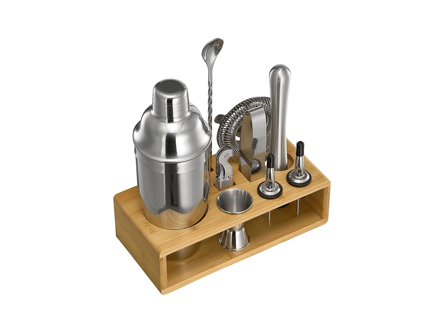 Cocktail SucceBuy 10-Teiliges Barkeeper-Set aus Edelstahl mit Cocktail-Shaker, Silber