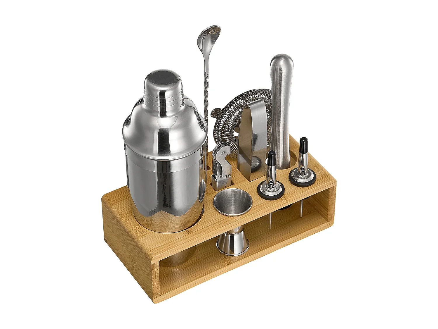 Cocktail SucceBuy 10-Teiliges Barkeeper-Set aus Edelstahl mit Cocktail-Shaker, Silber