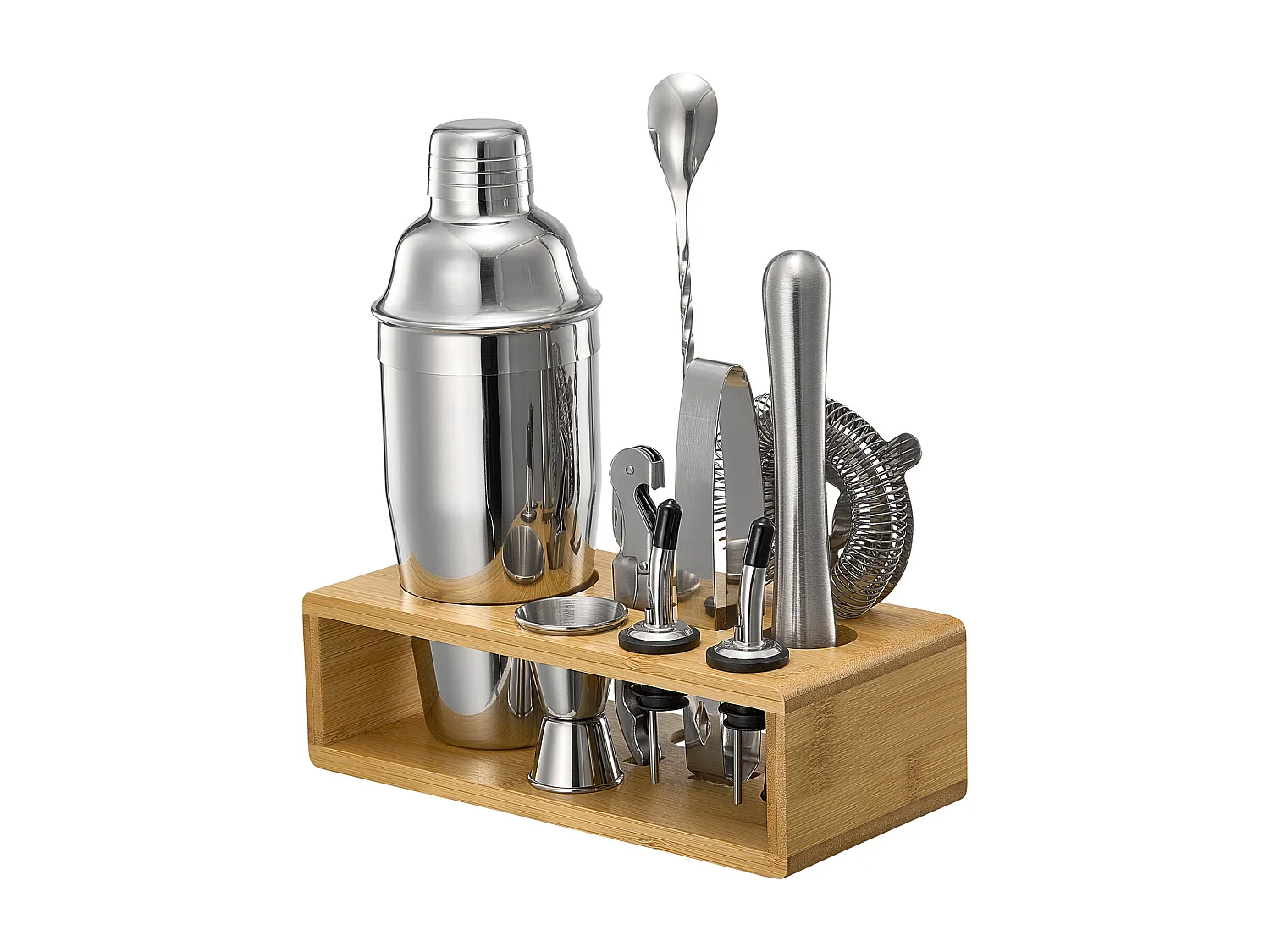 Cocktail SucceBuy 10-Teiliges Barkeeper-Set aus Edelstahl mit Cocktail-Shaker, Silber