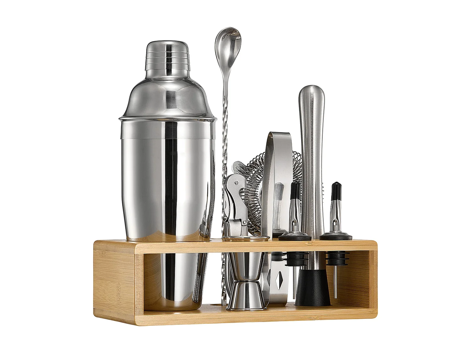 Cocktail SucceBuy 10-Teiliges Barkeeper-Set aus Edelstahl mit Cocktail-Shaker, Silber