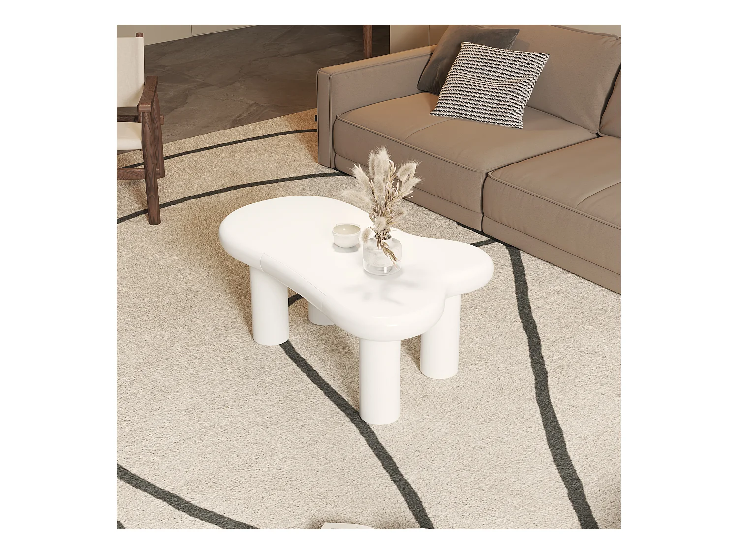 Mesa de centro com LEDs - 98 x 65,5 x 40 cm - com 1 gaveta - em forma de nuvem - MDF - branco