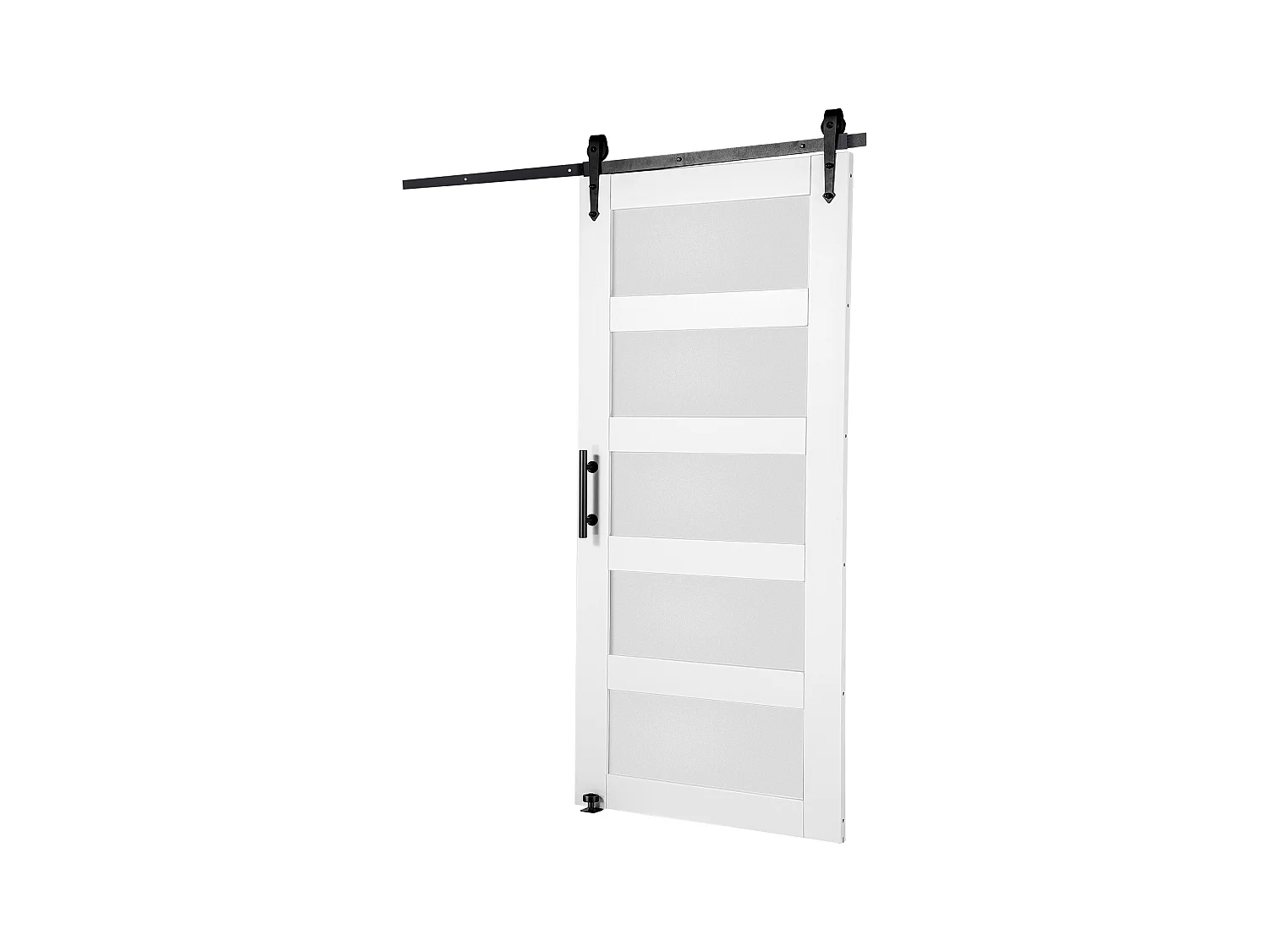 Kit de Puerta de Granero SucceBuy, 106 x 213 cm, Puerta Deslizante de Madera y Vidrio, Vidrio Mate, Pino