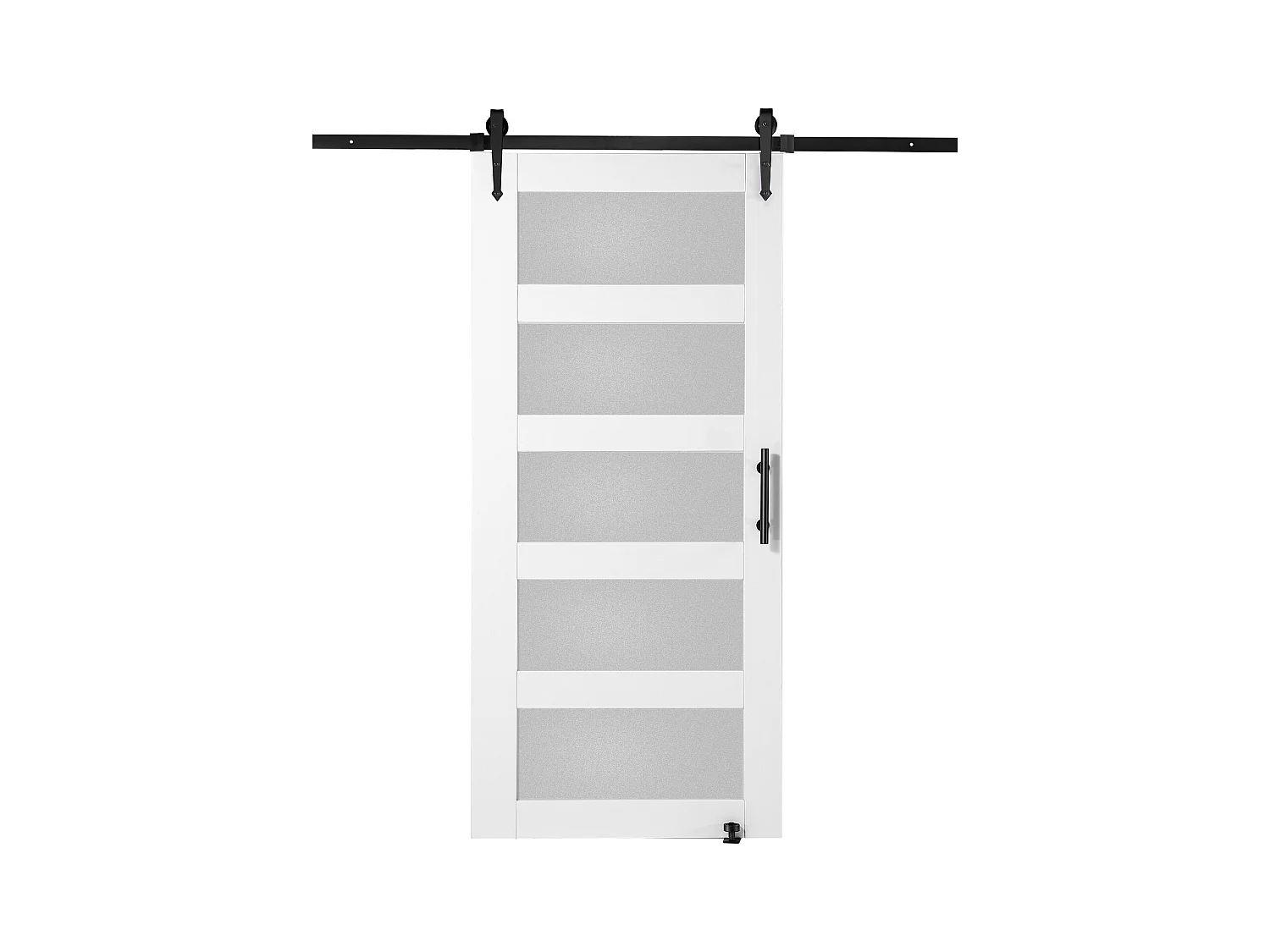 Kit de Puerta de Granero SucceBuy, 106 x 213 cm, Puerta Deslizante de Madera y Vidrio, Vidrio Mate, Pino