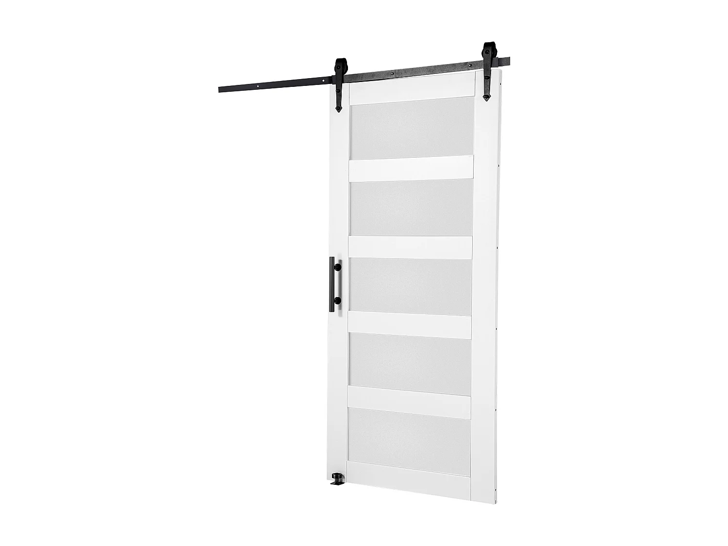 Kit de Porte de Grange SucceBuy, 106 x 213 cm, Bois et Verre Coulissante , Verre Dépoli, Épicéa