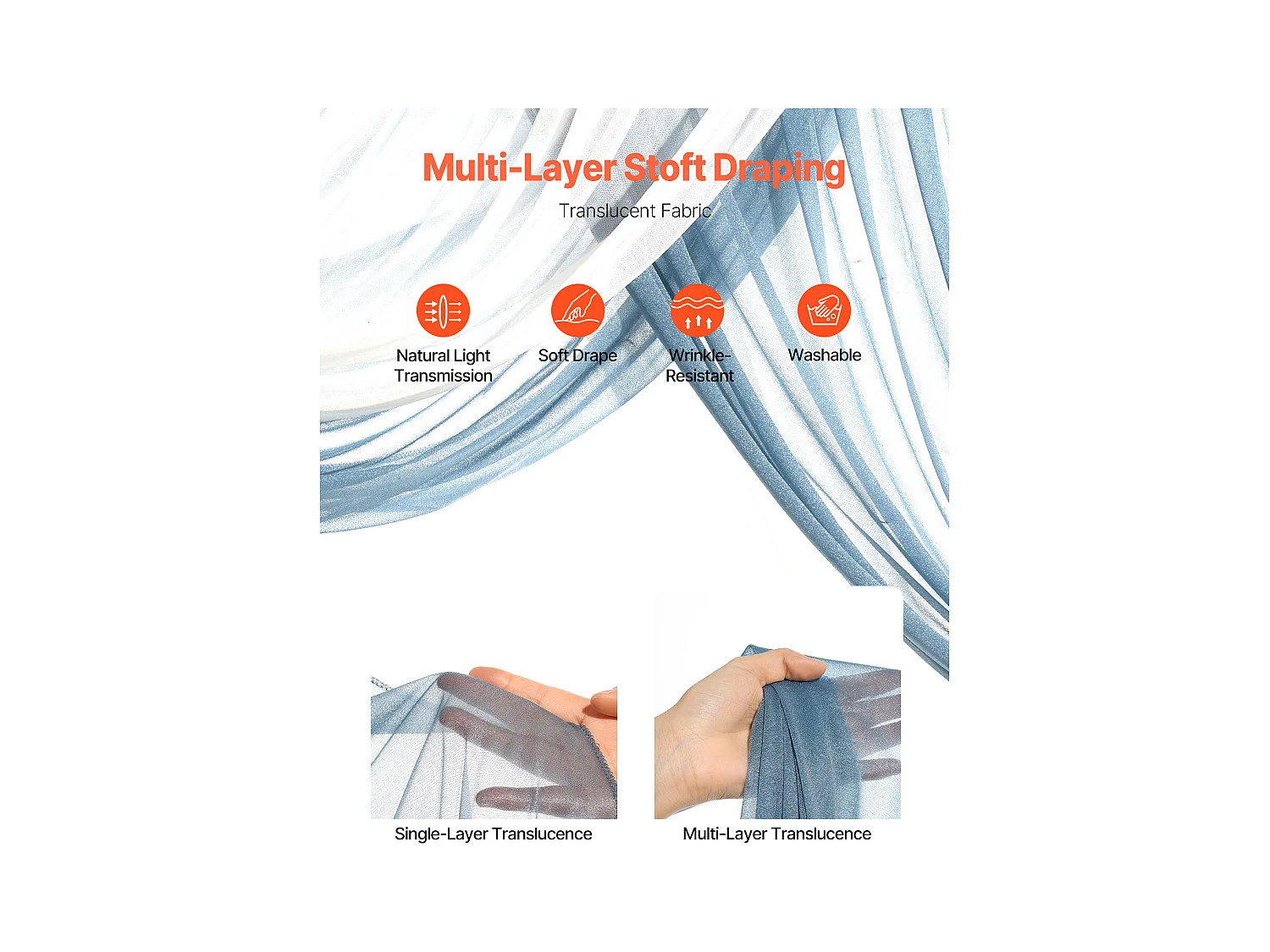 Arche de Mariage SucceBuy Kit de Fleurs Artificielles pour Arche de Mariage - Bleu, 2 Fleurs et 2 Rideaux