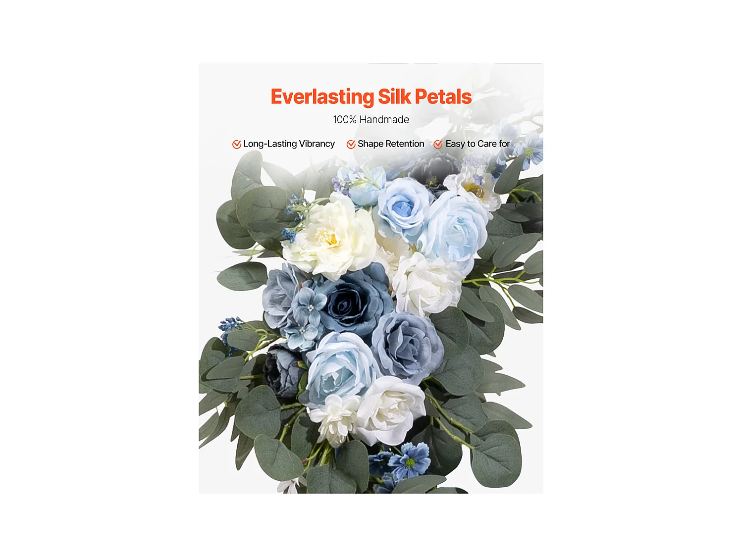 Arche de Mariage SucceBuy Kit de Fleurs Artificielles pour Arche de Mariage - Bleu, 2 Fleurs et 2 Rideaux