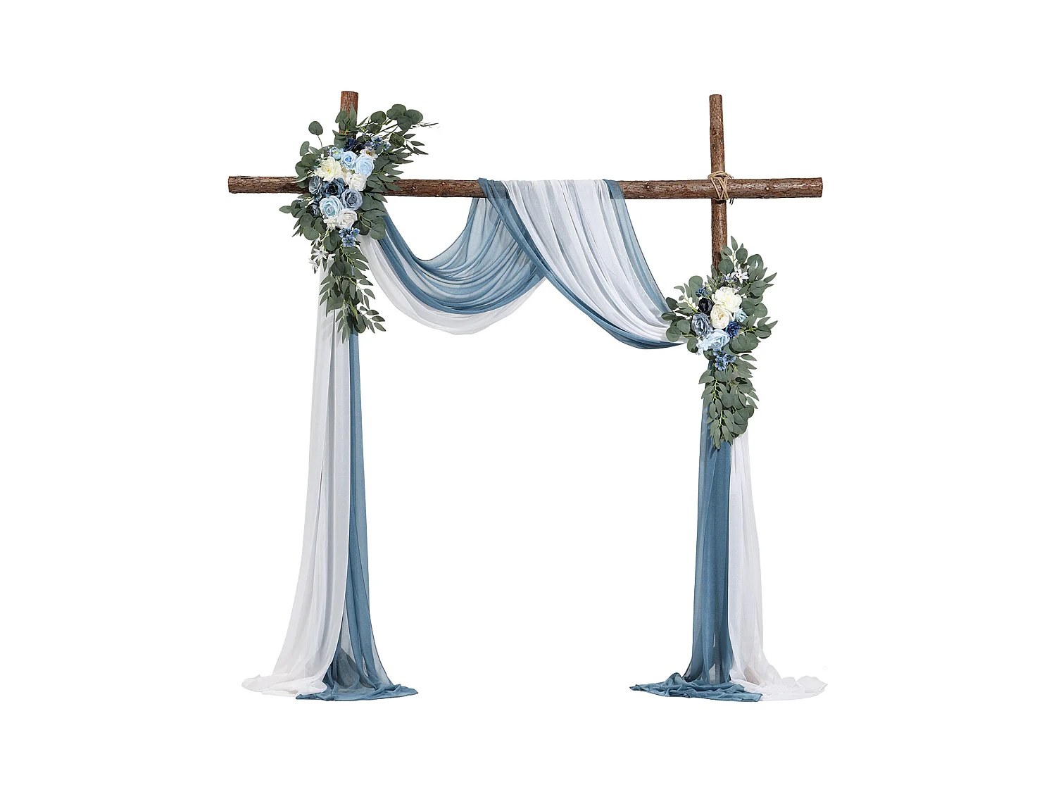 Arche de Mariage SucceBuy Kit de Fleurs Artificielles pour Arche de Mariage - Bleu, 2 Fleurs et 2 Rideaux