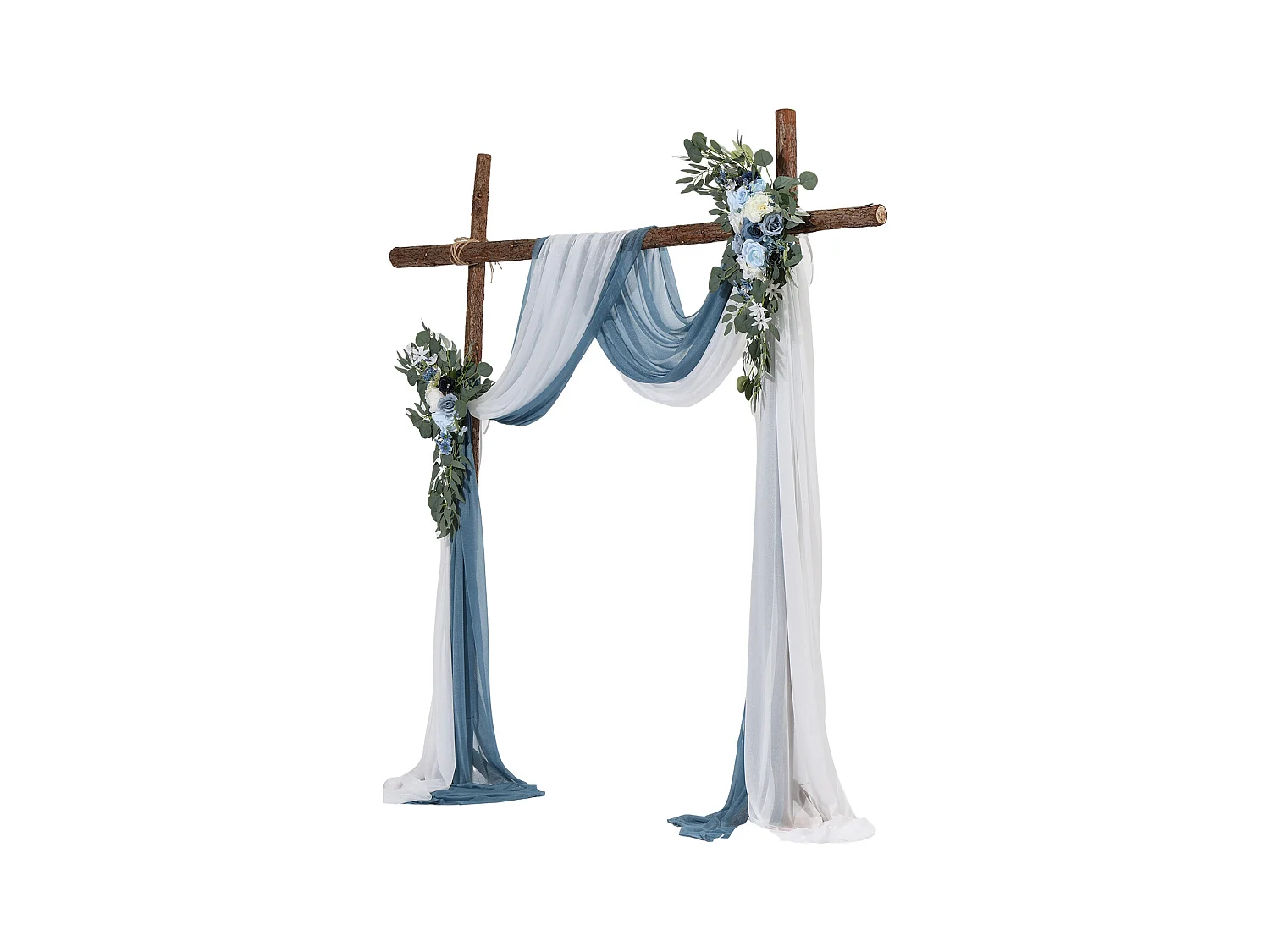 Arche de Mariage SucceBuy Kit de Fleurs Artificielles pour Arche de Mariage - Bleu, 2 Fleurs et 2 Rideaux