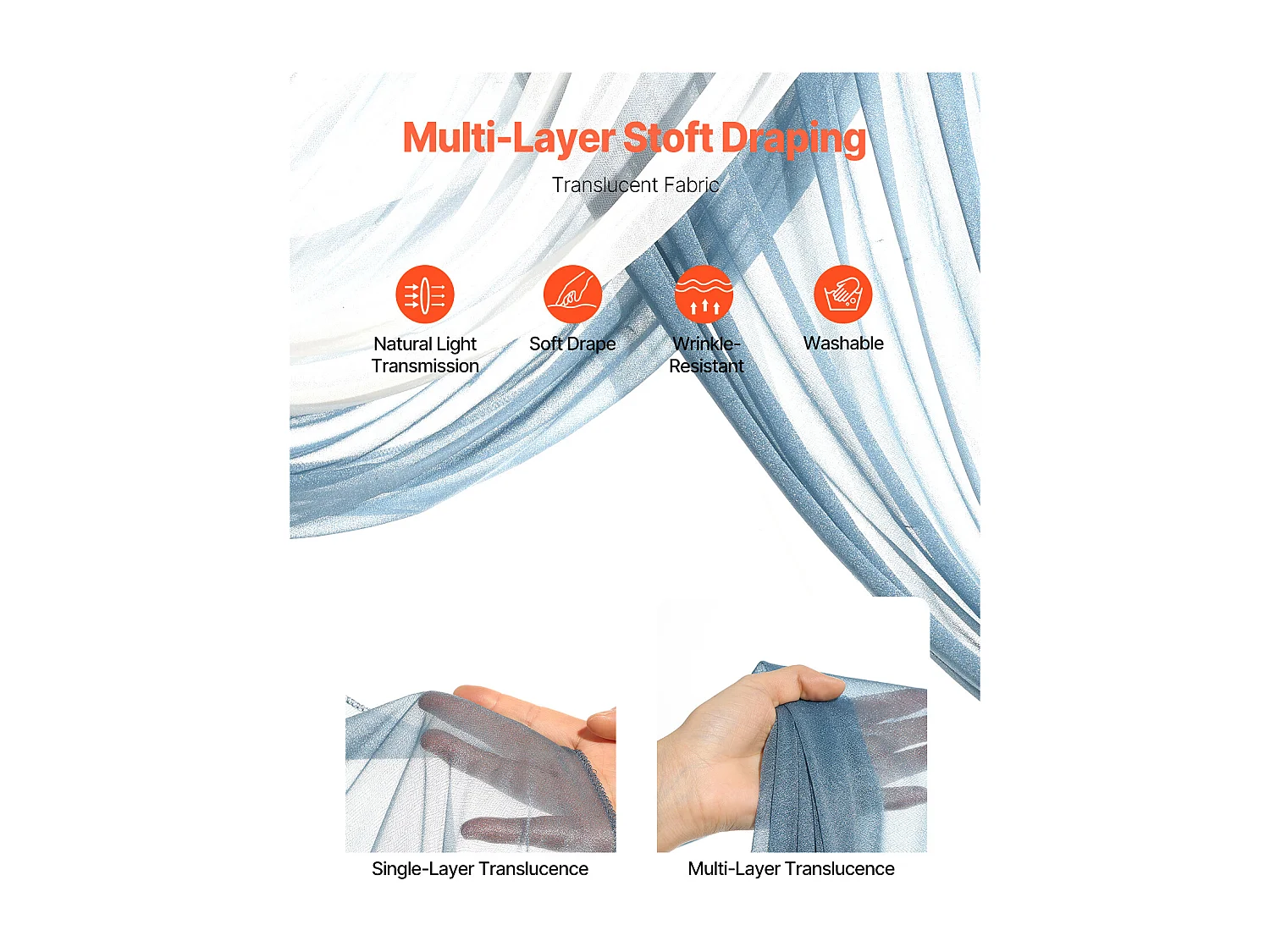 Arche de Mariage SucceBuy Kit de Fleurs Artificielles pour Arche de Mariage - Bleu, 2 Fleurs et 2 Rideaux