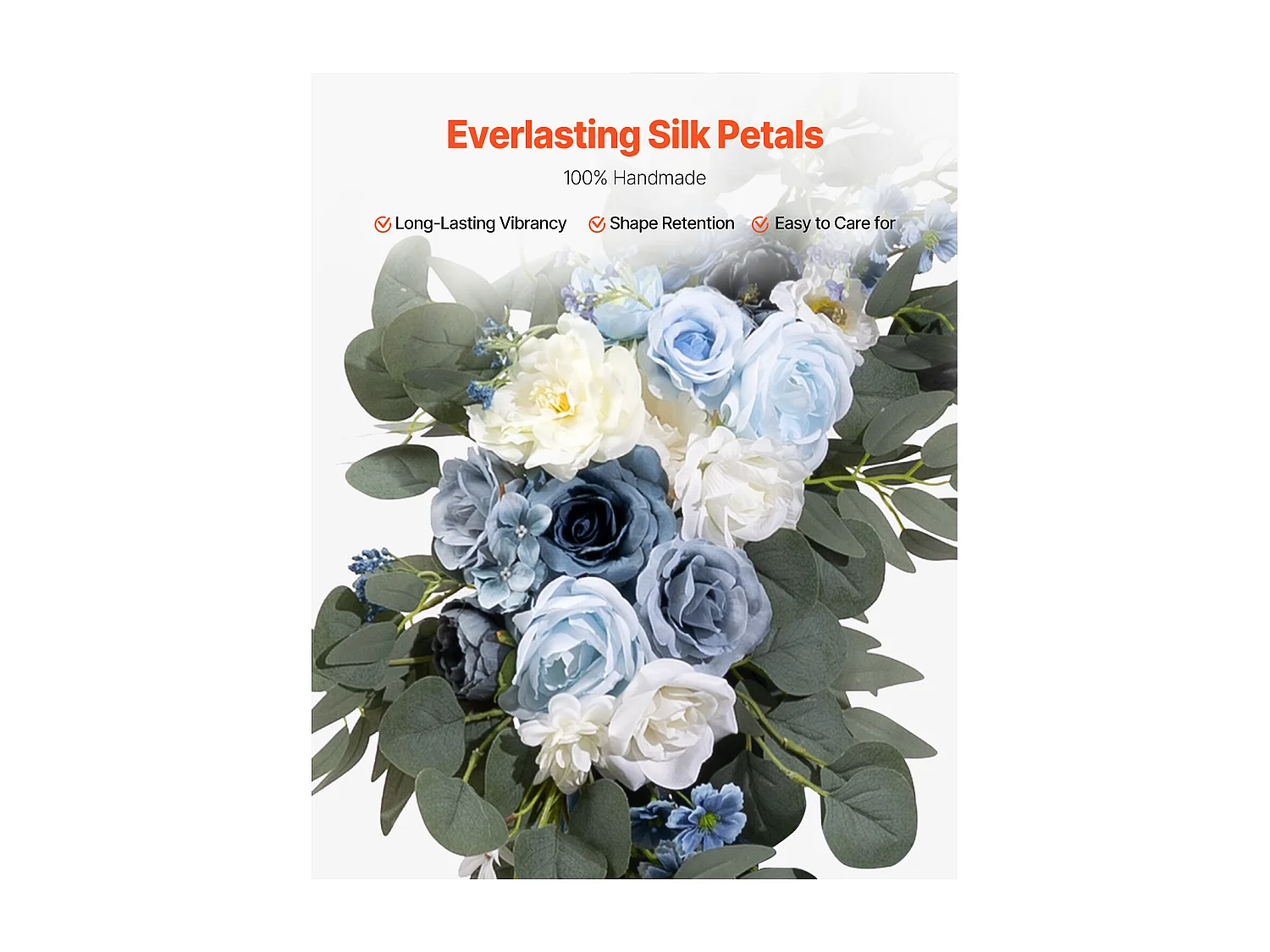 Arche de Mariage SucceBuy Kit de Fleurs Artificielles pour Arche de Mariage - Bleu, 2 Fleurs et 2 Rideaux