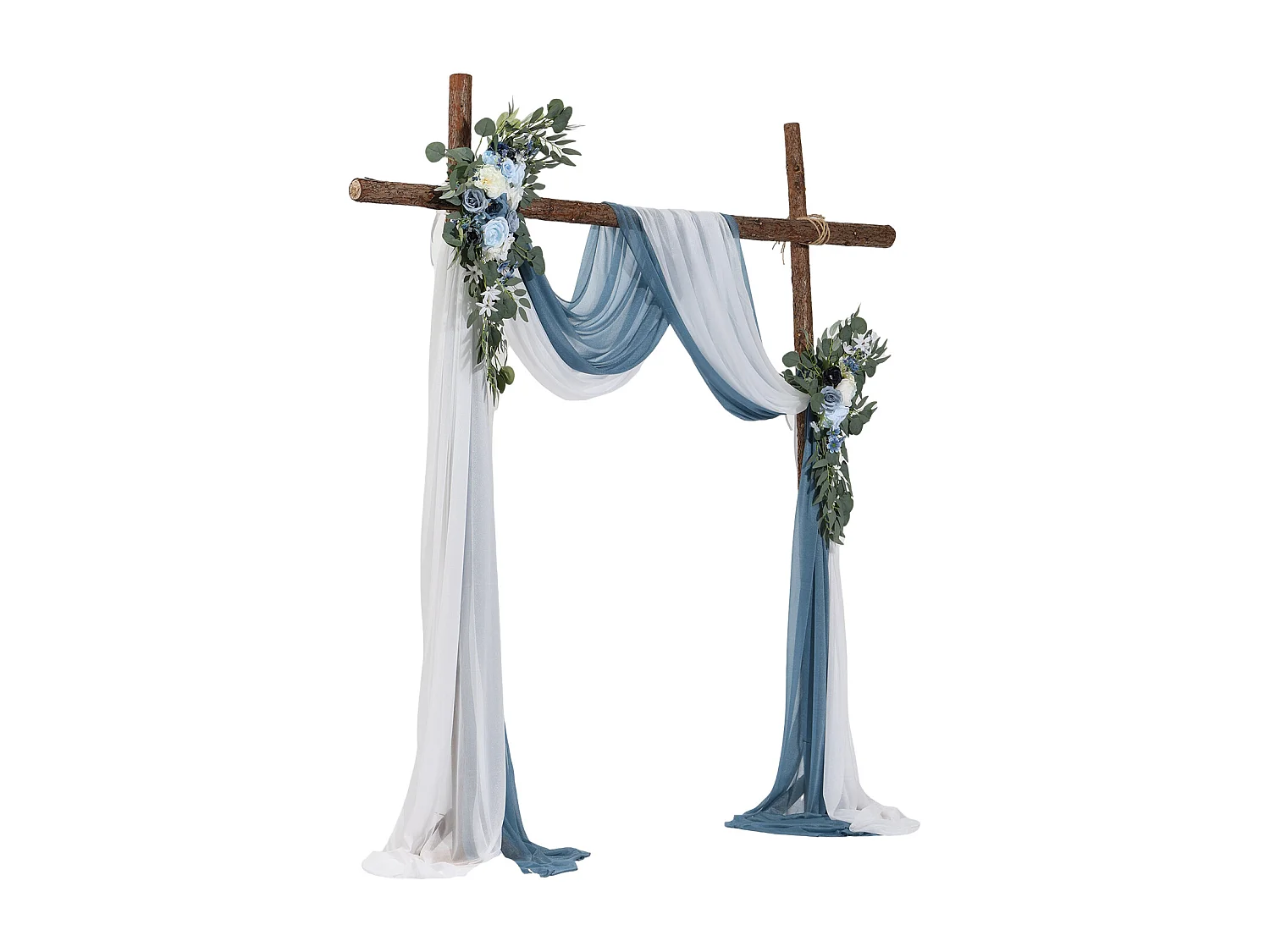 Arche de Mariage SucceBuy Kit de Fleurs Artificielles pour Arche de Mariage - Bleu, 2 Fleurs et 2 Rideaux